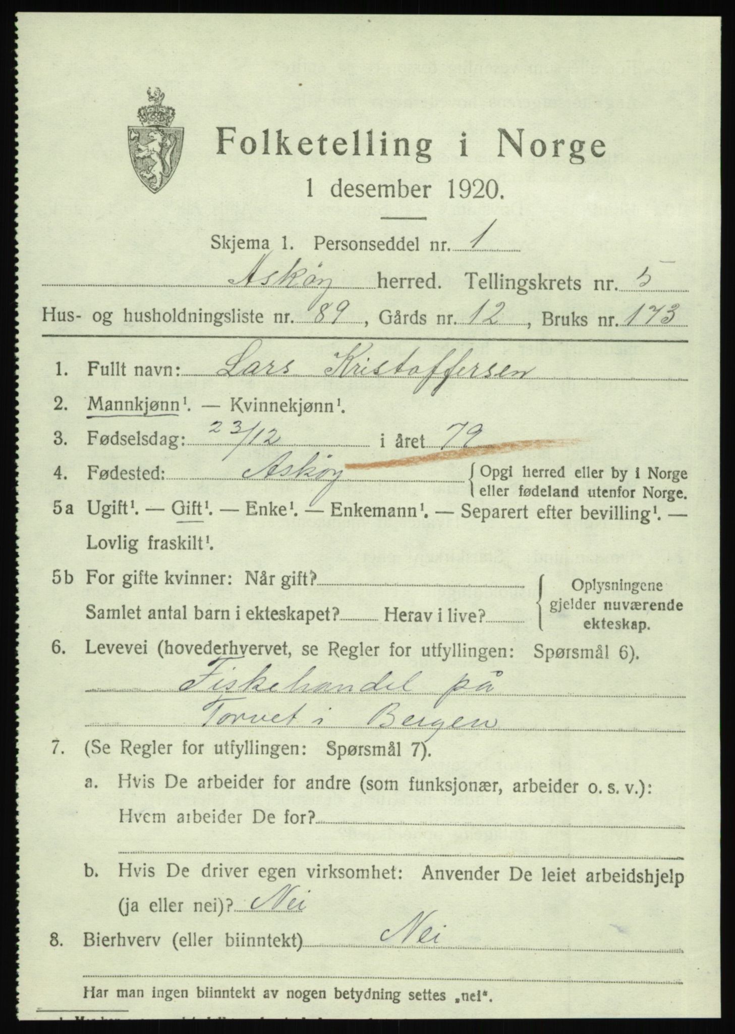 SAB, Folketelling 1920 for 1247 Askøy herred, 1920, s. 9862