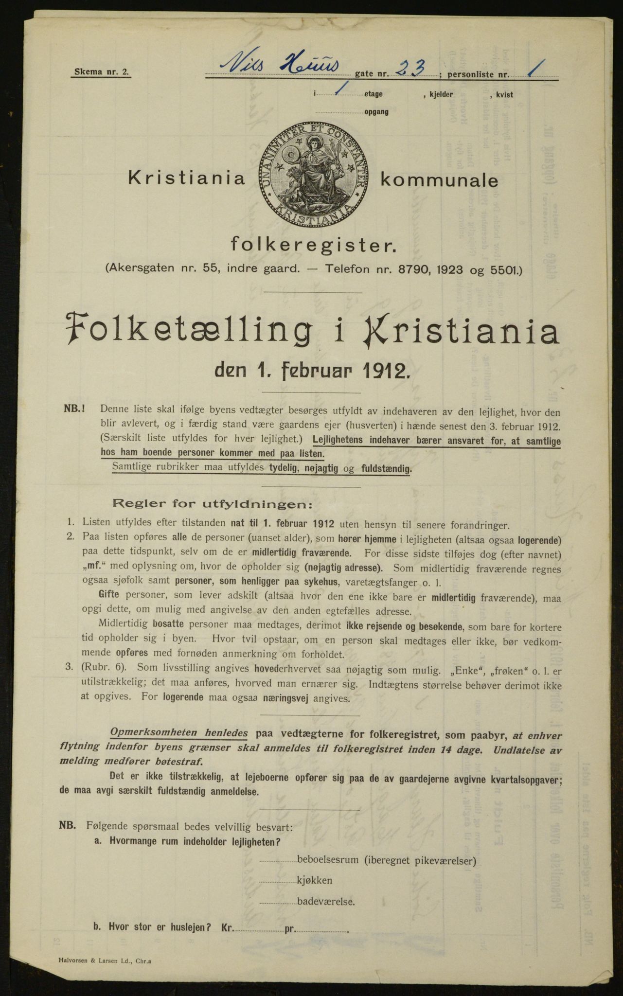 OBA, Kommunal folketelling 1.2.1912 for Kristiania, 1912, s. 71700