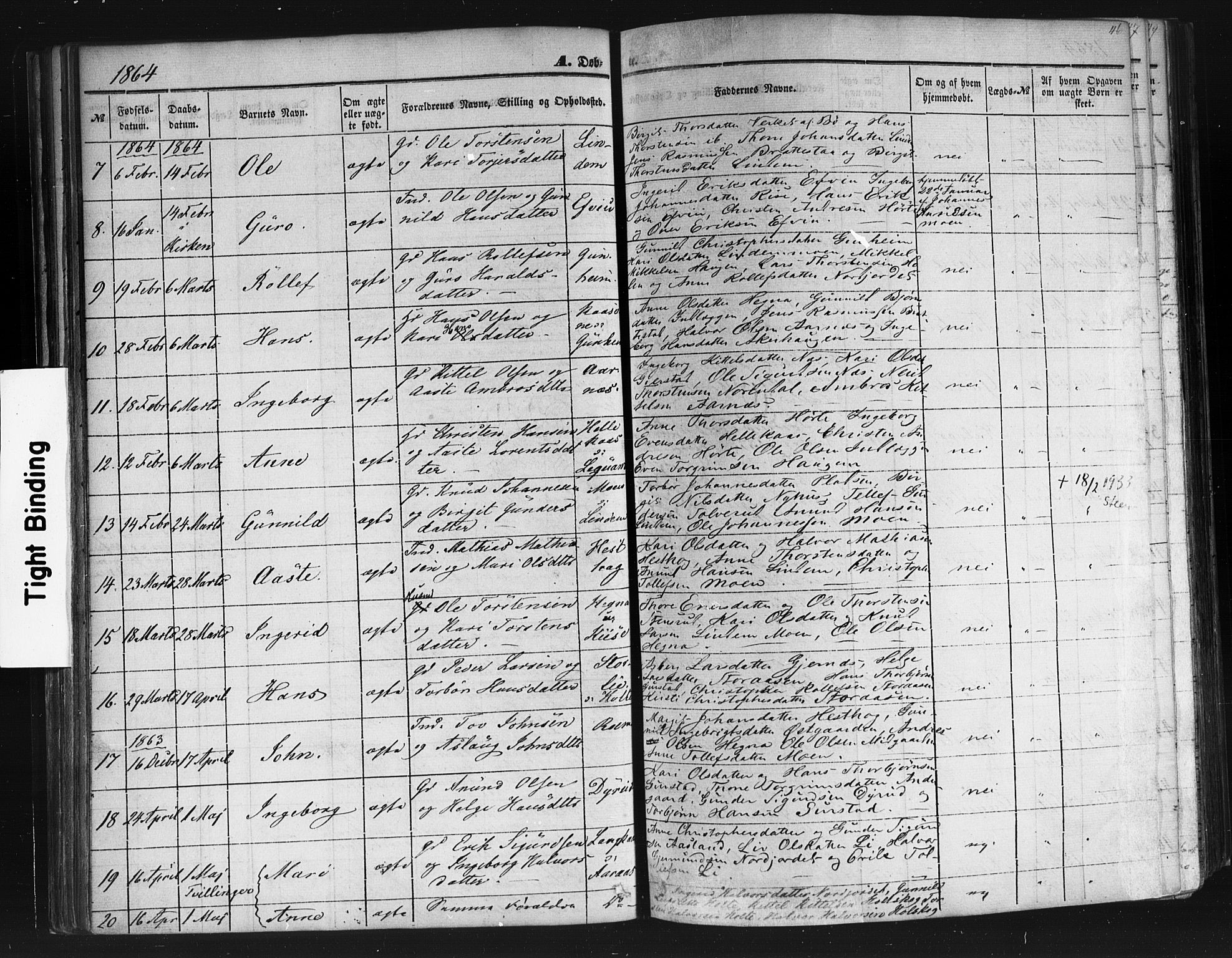 Sauherad kirkebøker, AV/SAKO-A-298/F/Fb/L0001: Ministerialbok nr. II 1, 1851-1877, s. 46