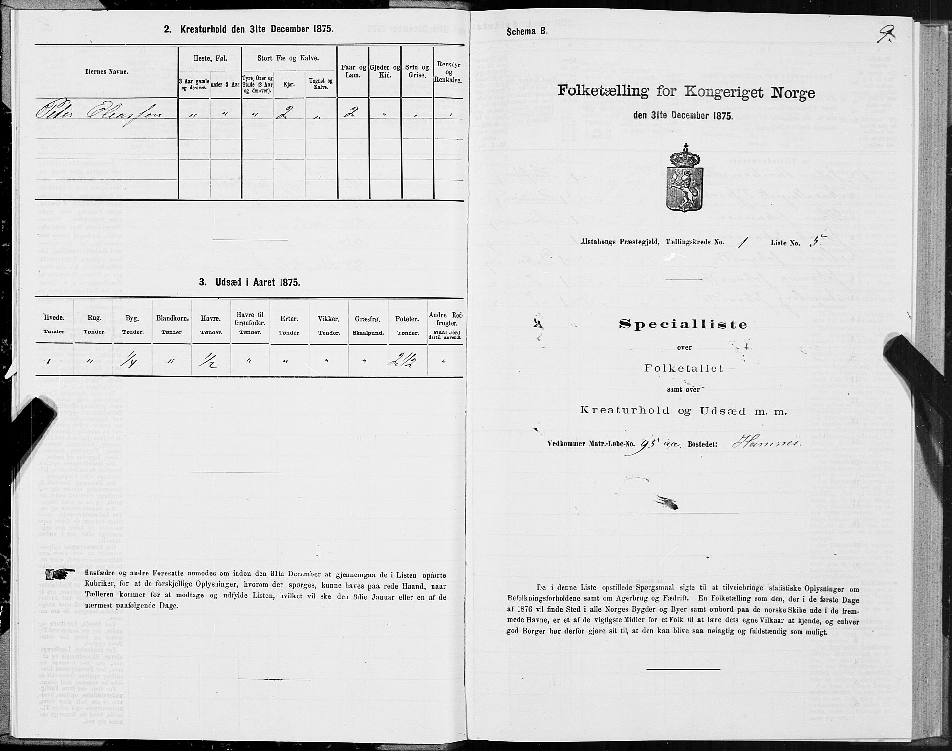 SAT, Folketelling 1875 for 1820P Alstahaug prestegjeld, 1875, s. 1009