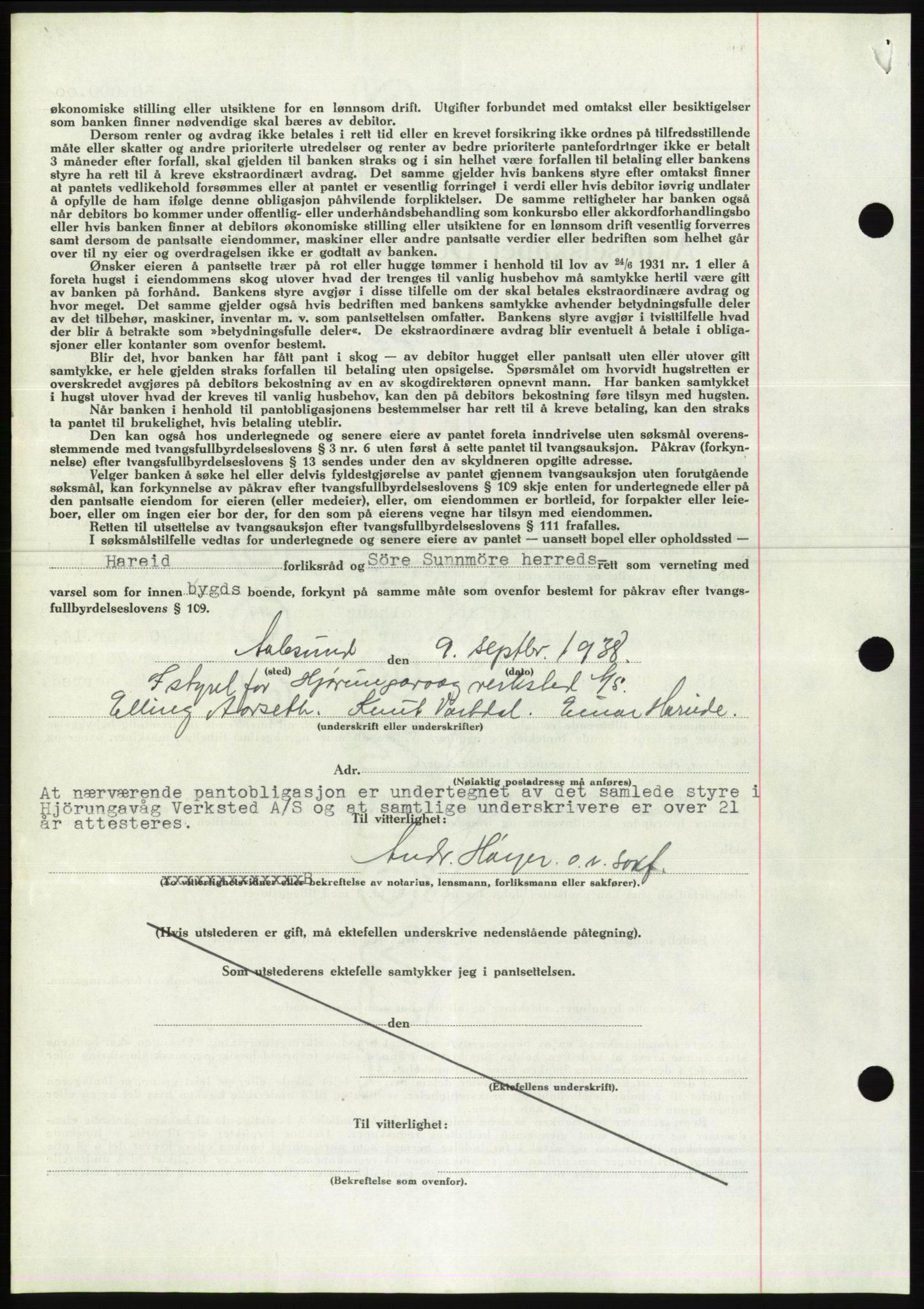 Søre Sunnmøre sorenskriveri, AV/SAT-A-4122/1/2/2C/L0066: Pantebok nr. 60, 1938-1938, Dagboknr: 1484/1938