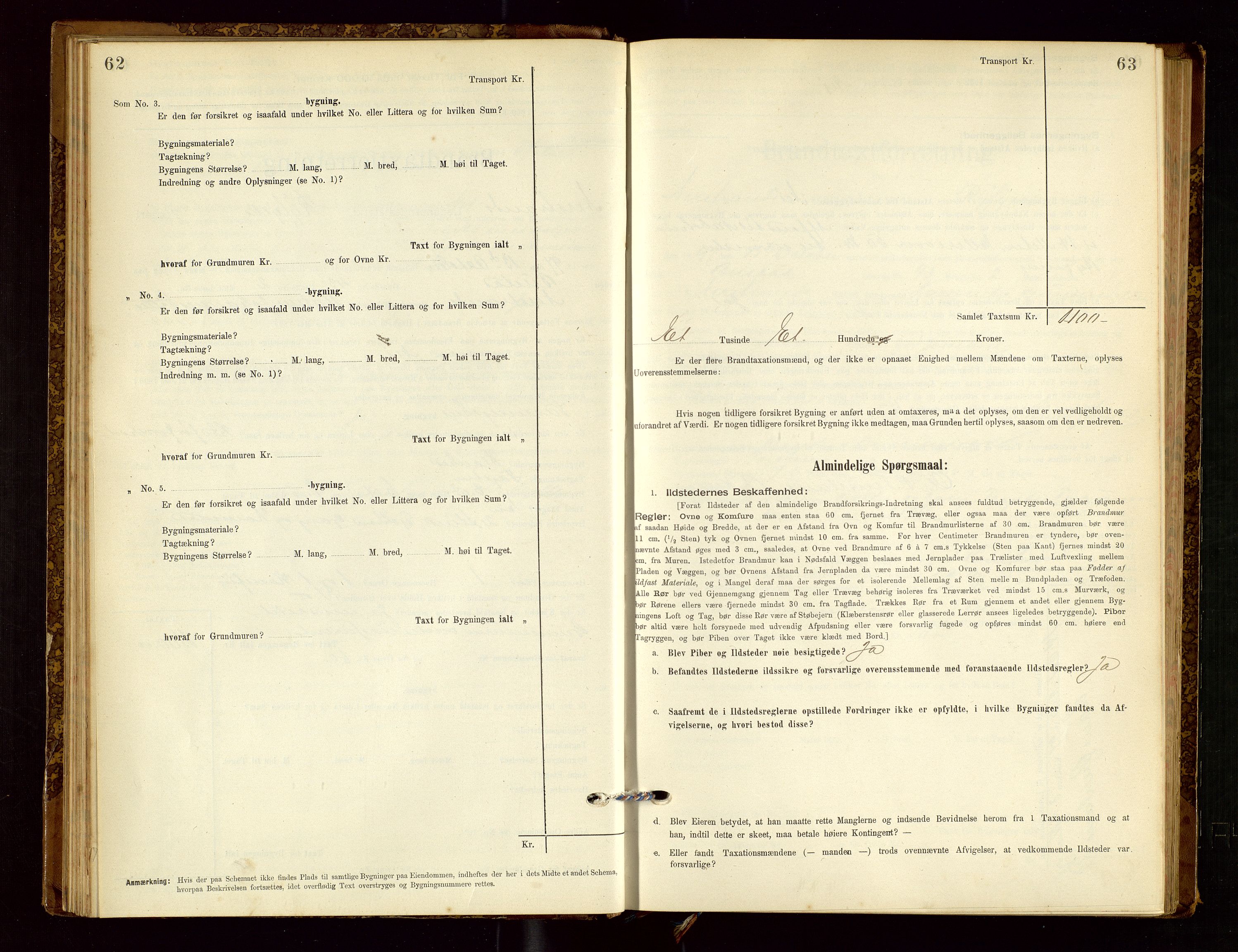 Nedstrand lensmannskontor, AV/SAST-A-100236/Gob/L0001: "Brandtaxationsprotokol for Nerstrand Lensmandsdistrikt Ryfylke fogderi", 1895-1915, s. 62-63