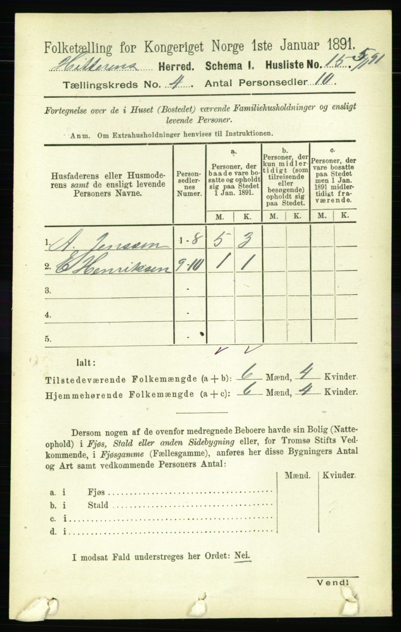 RA, Folketelling 1891 for 1617 Hitra herred, 1891, s. 735