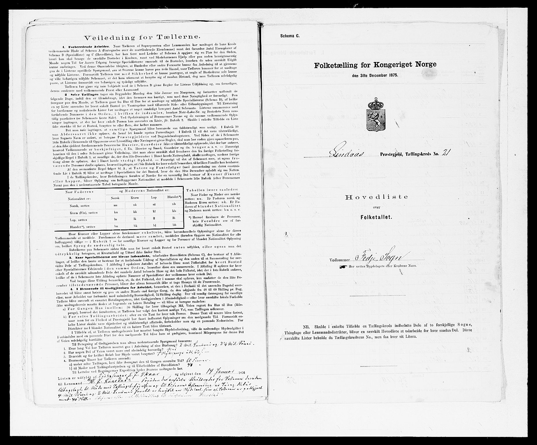 SAB, Folketelling 1875 for 1263P Lindås prestegjeld, 1875, s. 49