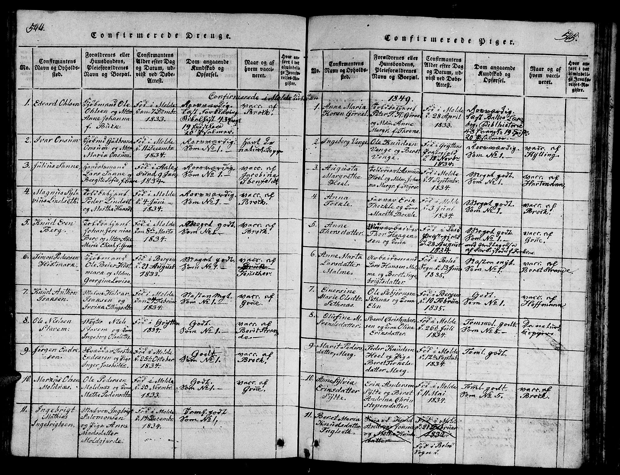 Ministerialprotokoller, klokkerbøker og fødselsregistre - Møre og Romsdal, AV/SAT-A-1454/558/L0700: Klokkerbok nr. 558C01, 1818-1868, s. 544-545