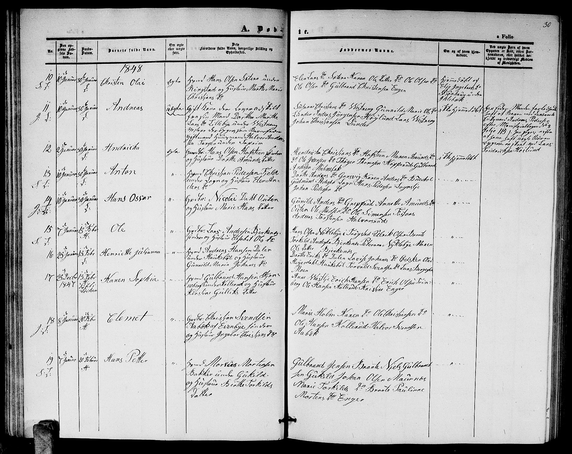 Høland prestekontor Kirkebøker, AV/SAO-A-10346a/G/Ga/L0003: Klokkerbok nr. I 3, 1846-1853, s. 30