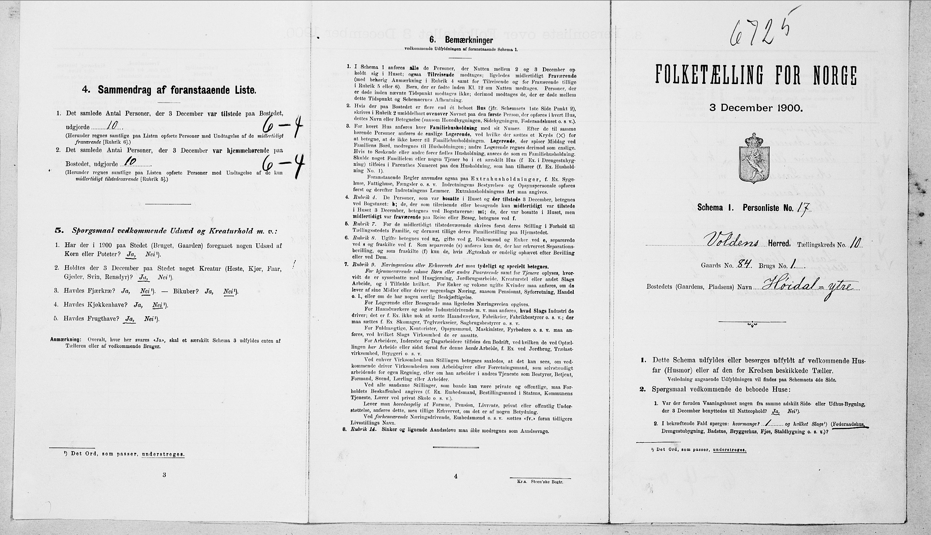 SAT, Folketelling 1900 for 1519 Volda herred, 1900, s. 909