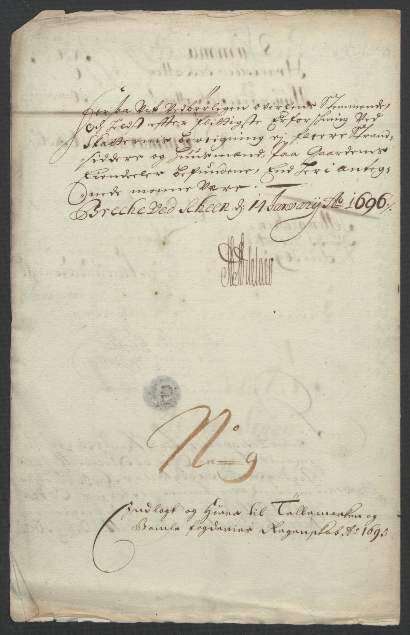 Rentekammeret inntil 1814, Reviderte regnskaper, Fogderegnskap, RA/EA-4092/R36/L2093: Fogderegnskap Øvre og Nedre Telemark og Bamble, 1695, s. 297