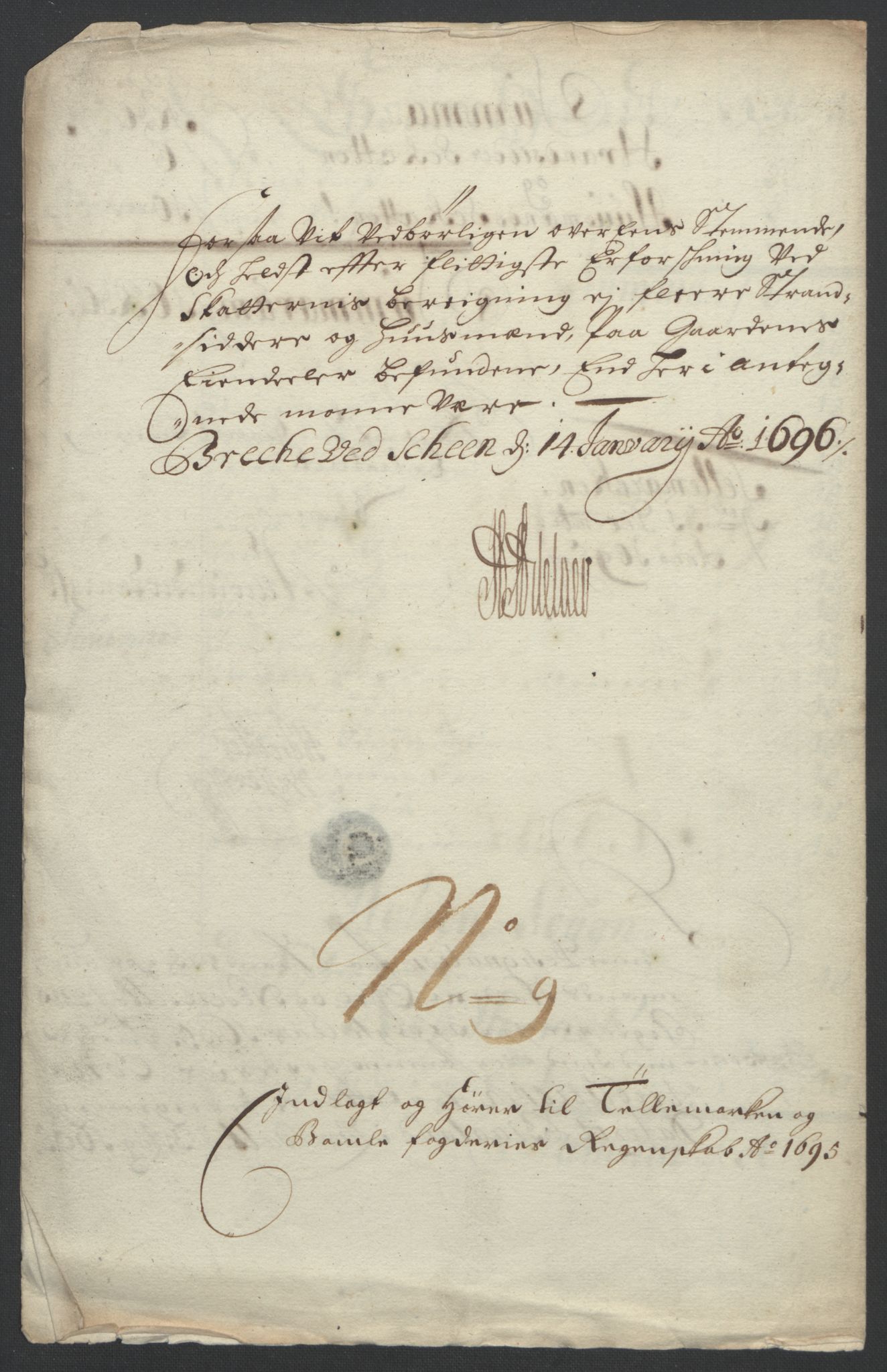 Rentekammeret inntil 1814, Reviderte regnskaper, Fogderegnskap, AV/RA-EA-4092/R36/L2093: Fogderegnskap Øvre og Nedre Telemark og Bamble, 1695, s. 297