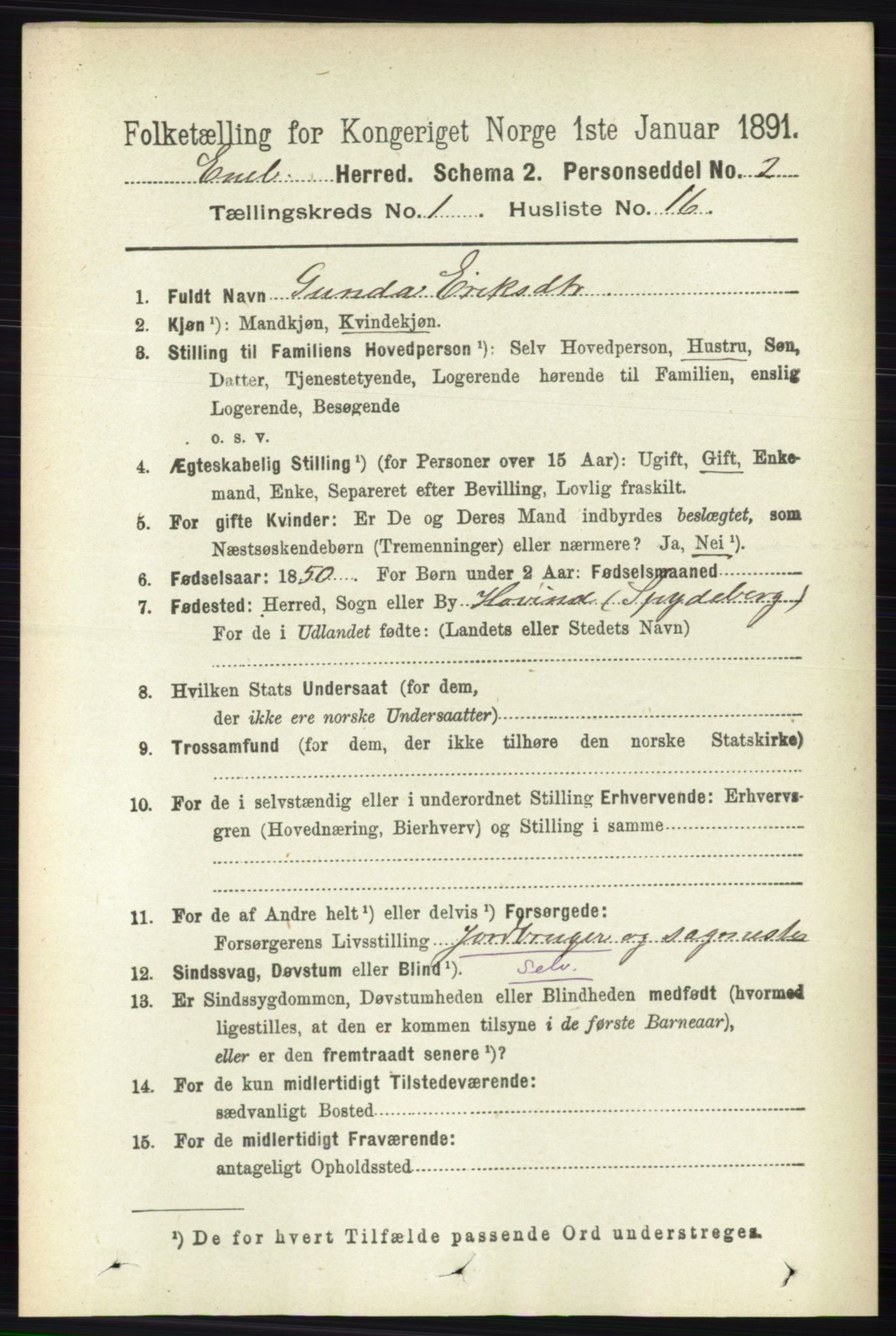 RA, Folketelling 1891 for 0229 Enebakk herred, 1891, s. 208