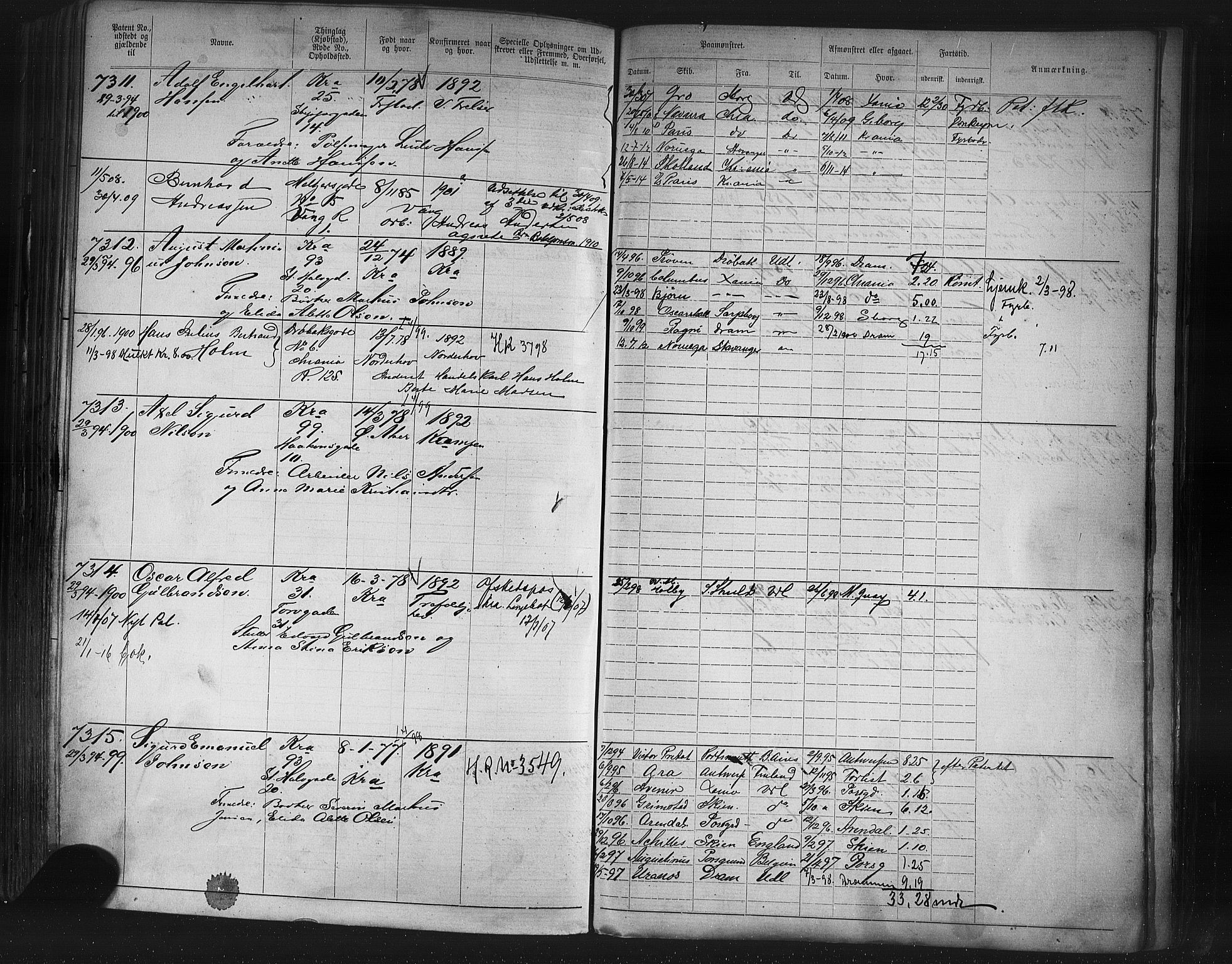 Oslo mønstringskontor, AV/SAO-A-10569g/F/Fc/Fca/L0003: Annotasjonsrulle, 1887-1902, s. 432