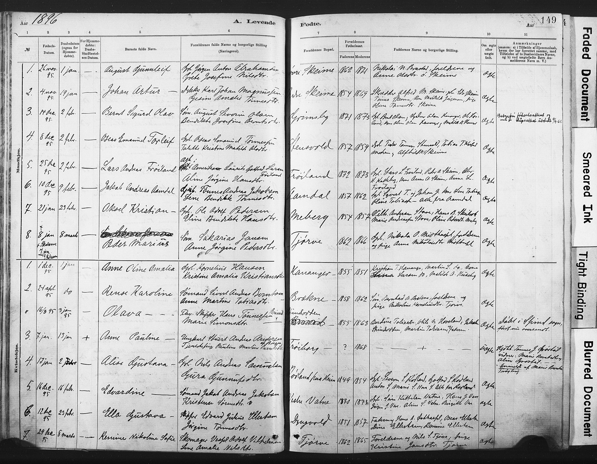 Lista sokneprestkontor, AV/SAK-1111-0027/F/Fa/L0012: Ministerialbok nr. A 12, 1879-1903, s. 149