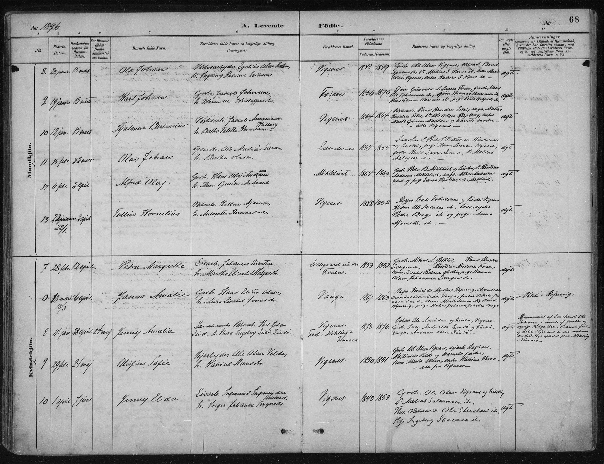 Avaldsnes sokneprestkontor, SAST/A -101851/H/Ha/Haa/L0017: Ministerialbok nr. A 17, 1889-1920, s. 68