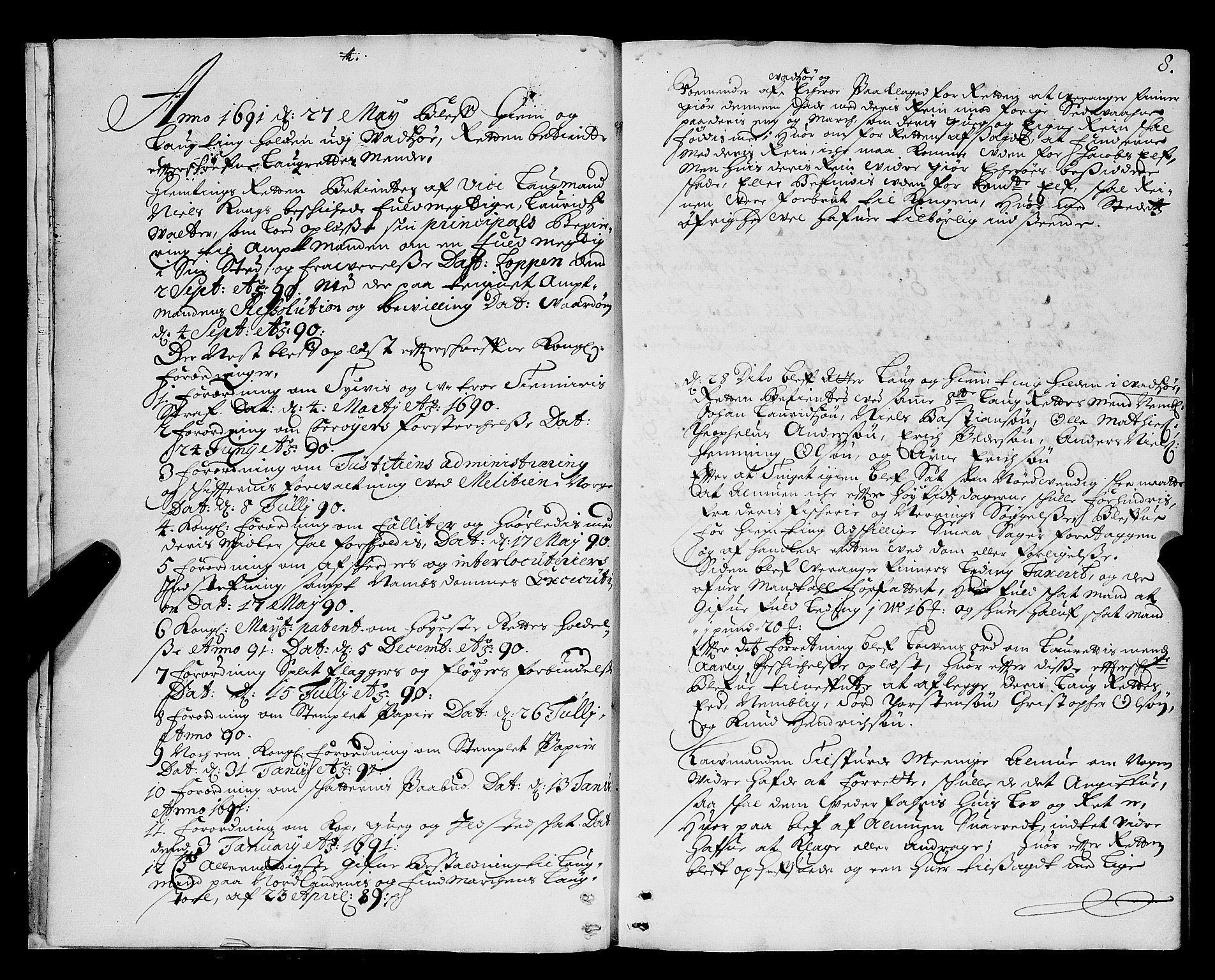 Nordland og Finnmarks lagstol, AV/SAT-A-5608/X/L0004: Justisprotokoll, 1688-1691, s. 7b-8a