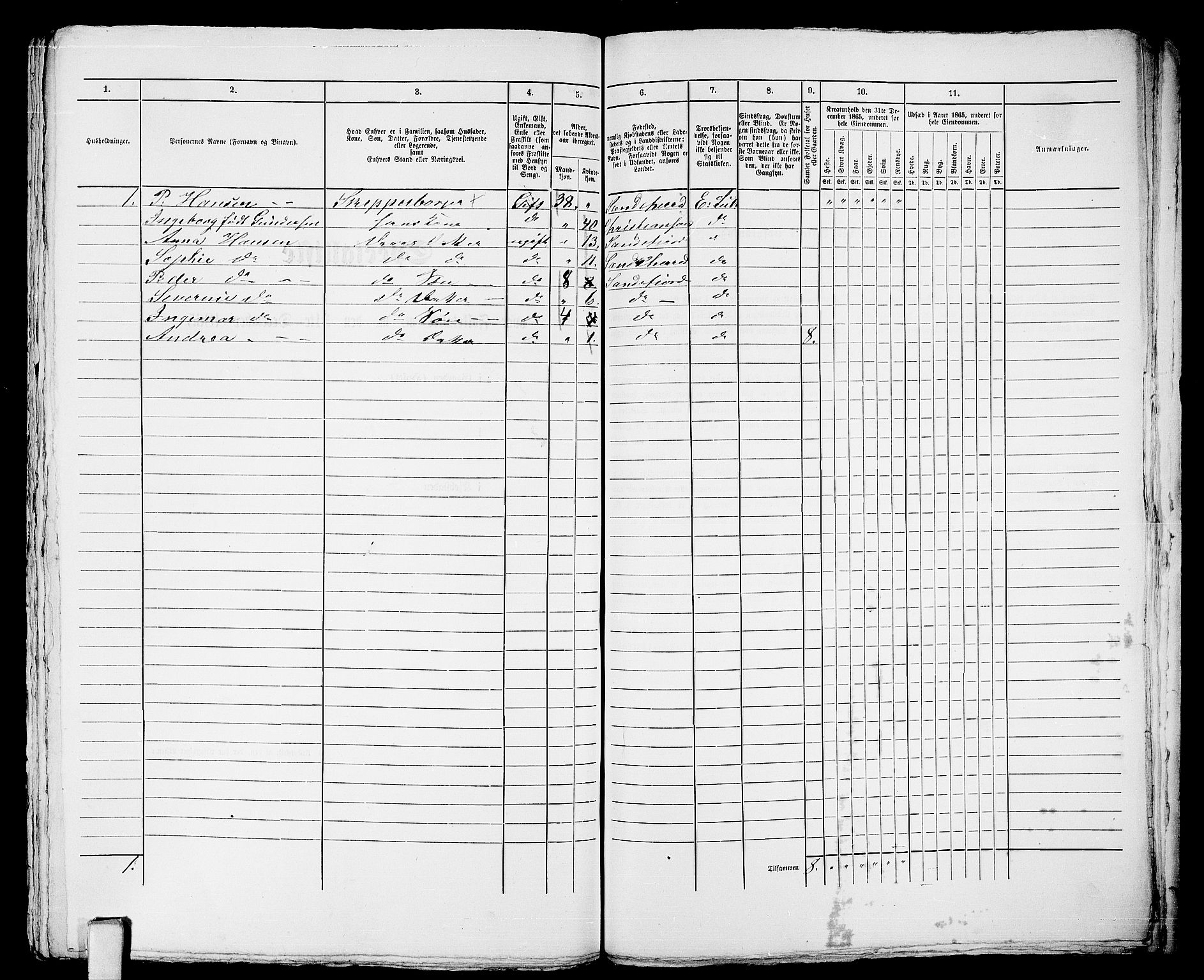 RA, Folketelling 1865 for 0706B Sandeherred prestegjeld, Sandefjord kjøpstad, 1865, s. 569