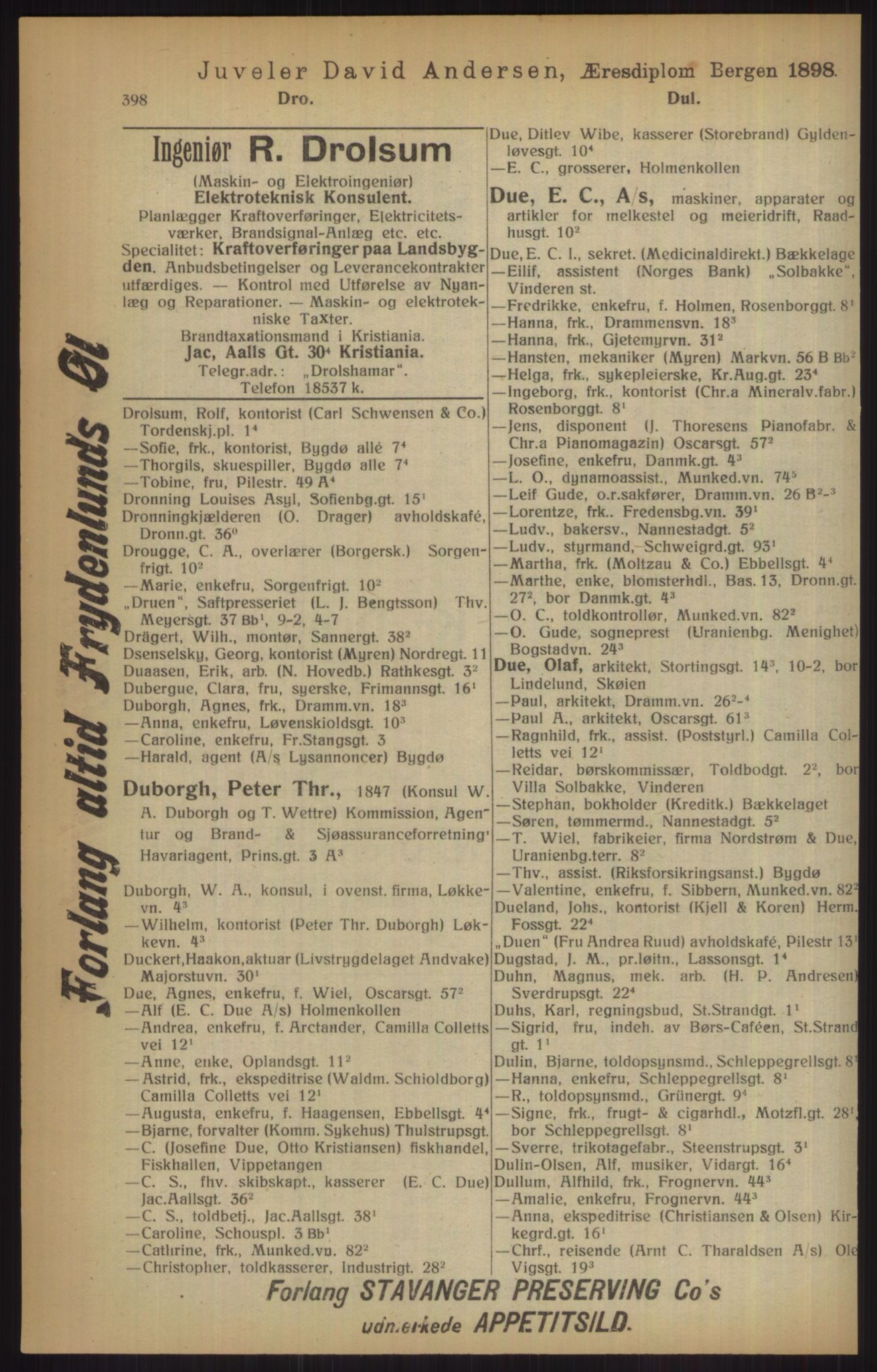 Kristiania/Oslo adressebok, PUBL/-, 1915, s. 398