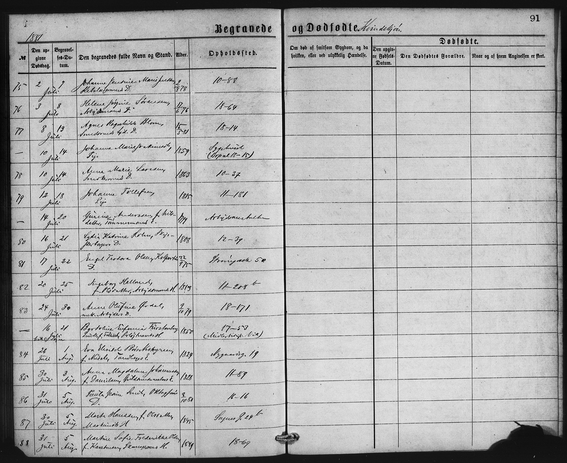 Domkirken sokneprestembete, AV/SAB-A-74801/H/Haa: Ministerialbok nr. E 4, 1877-1881, s. 91