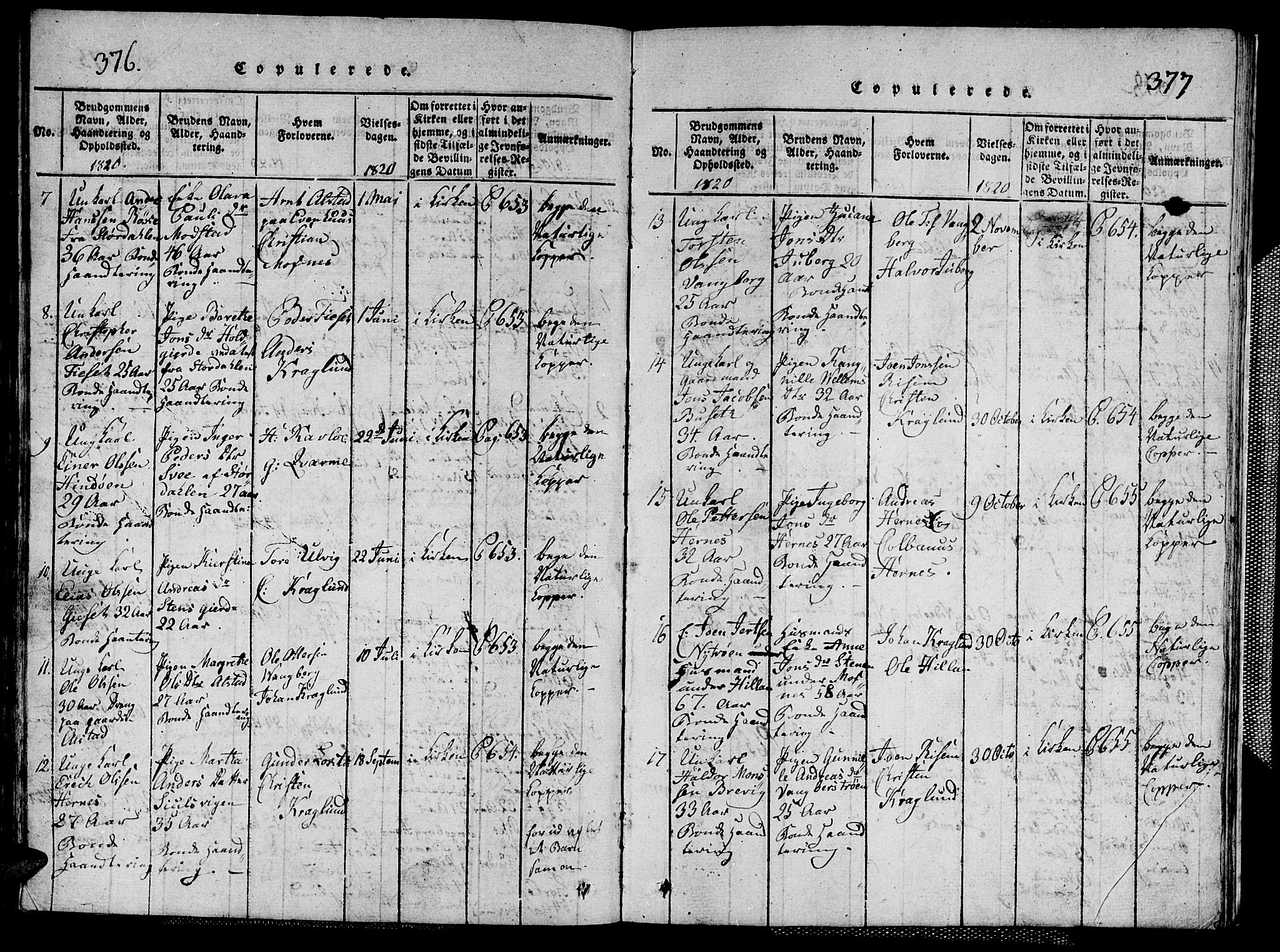 Ministerialprotokoller, klokkerbøker og fødselsregistre - Nord-Trøndelag, AV/SAT-A-1458/713/L0124: Klokkerbok nr. 713C01, 1817-1827, s. 376-377