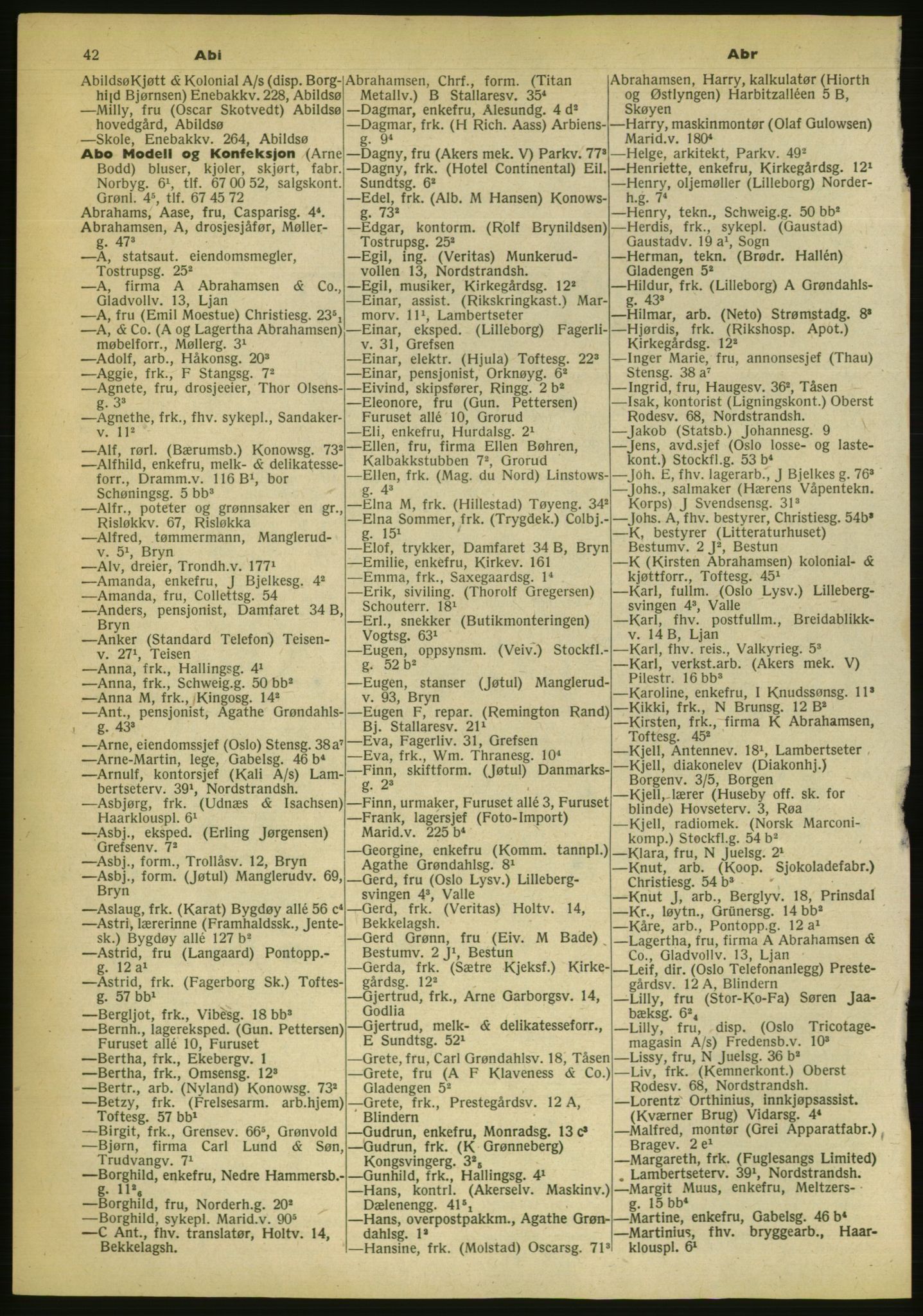 Kristiania/Oslo adressebok, PUBL/-, 1956-1957, s. 42