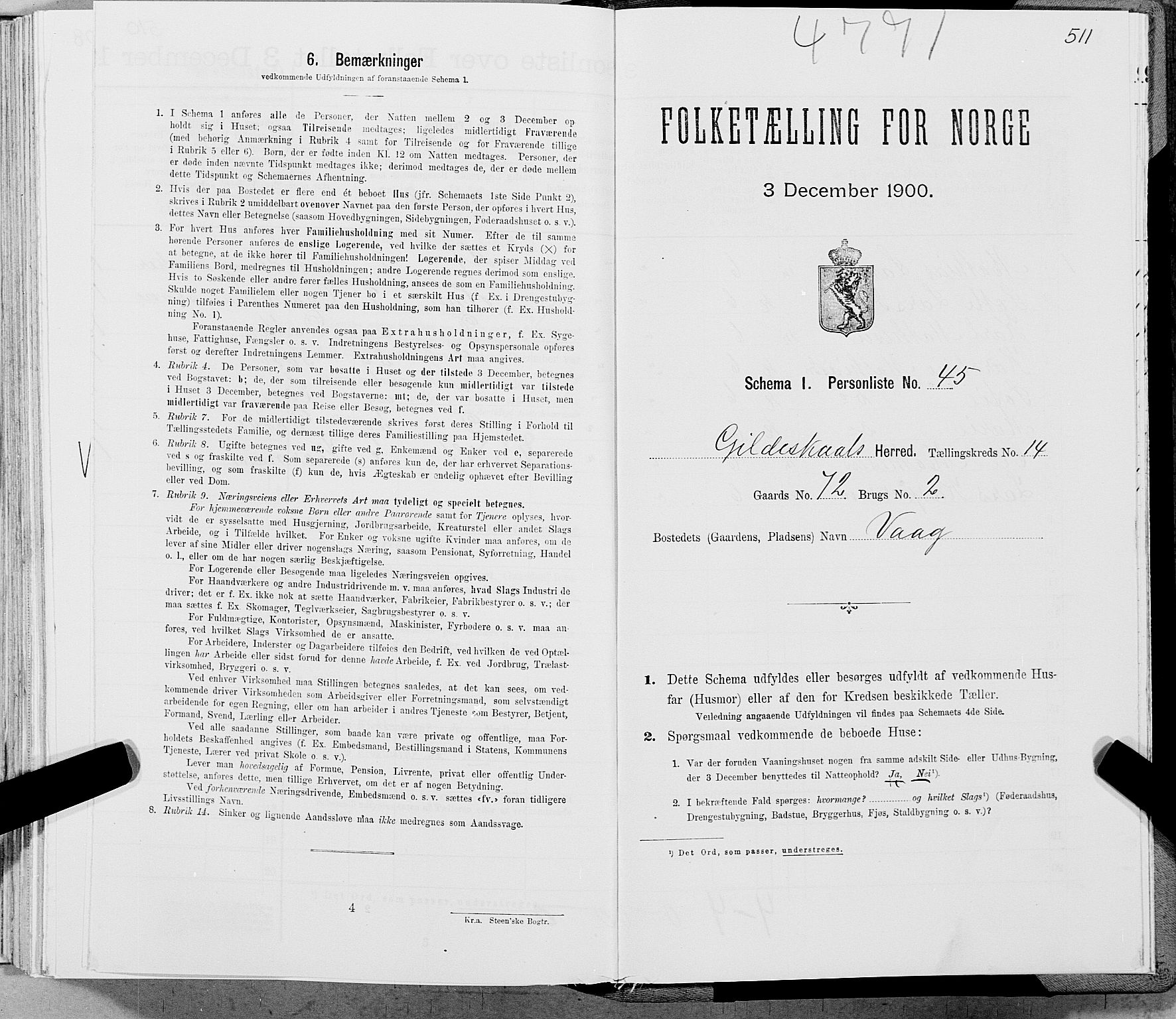 SAT, Folketelling 1900 for 1838 Gildeskål herred, 1900, s. 1494