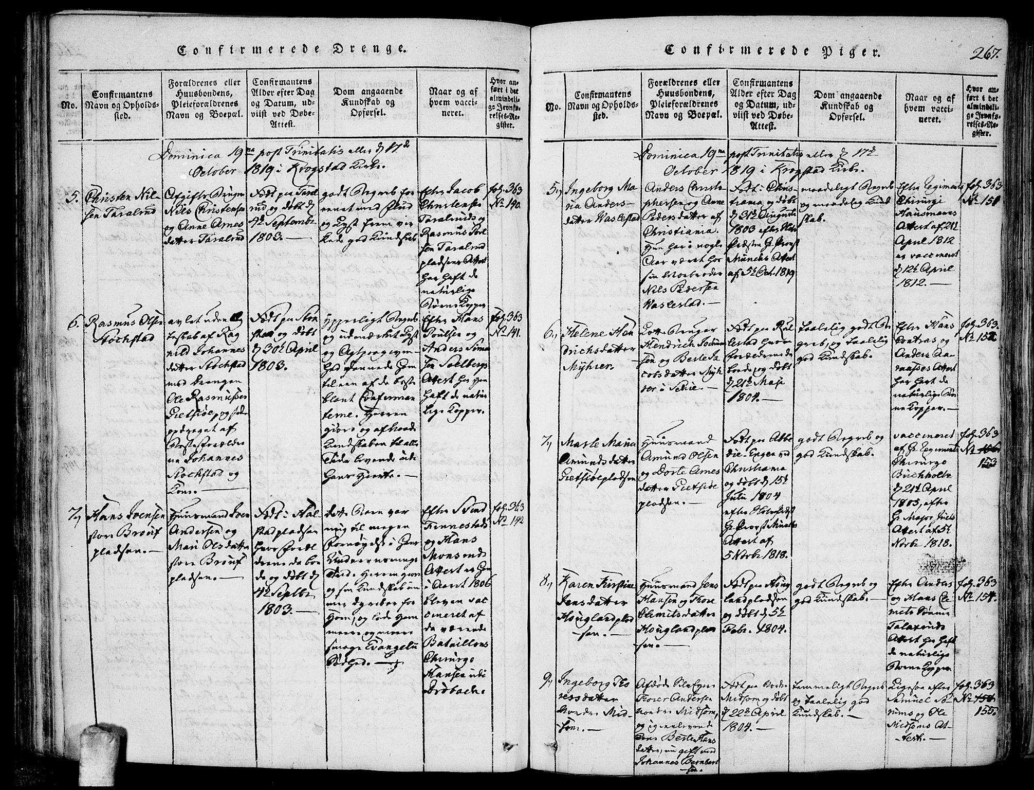 Kråkstad prestekontor Kirkebøker, SAO/A-10125a/F/Fa/L0003: Ministerialbok nr. I 3, 1813-1824, s. 267