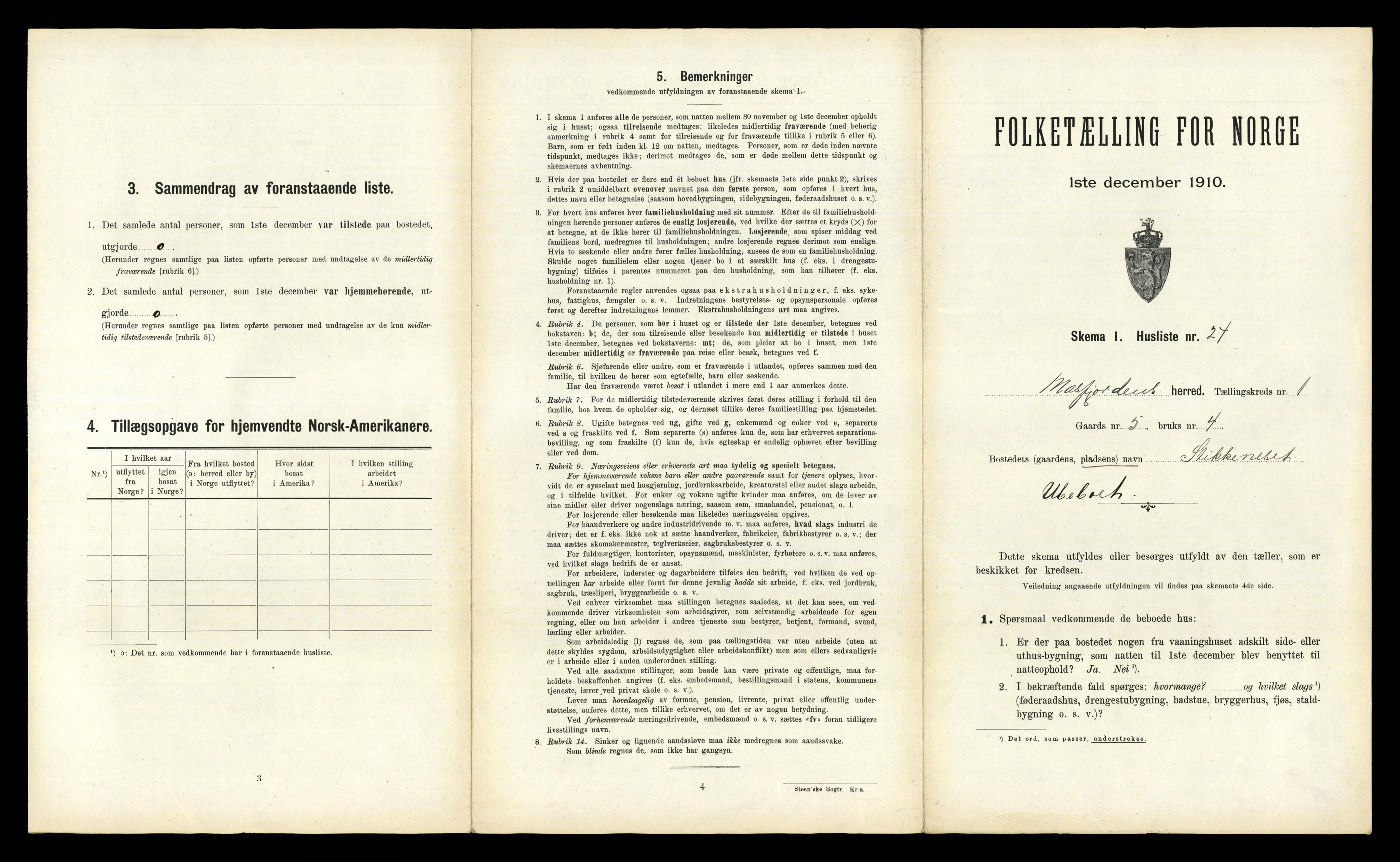RA, Folketelling 1910 for 1266 Masfjorden herred, 1910, s. 88