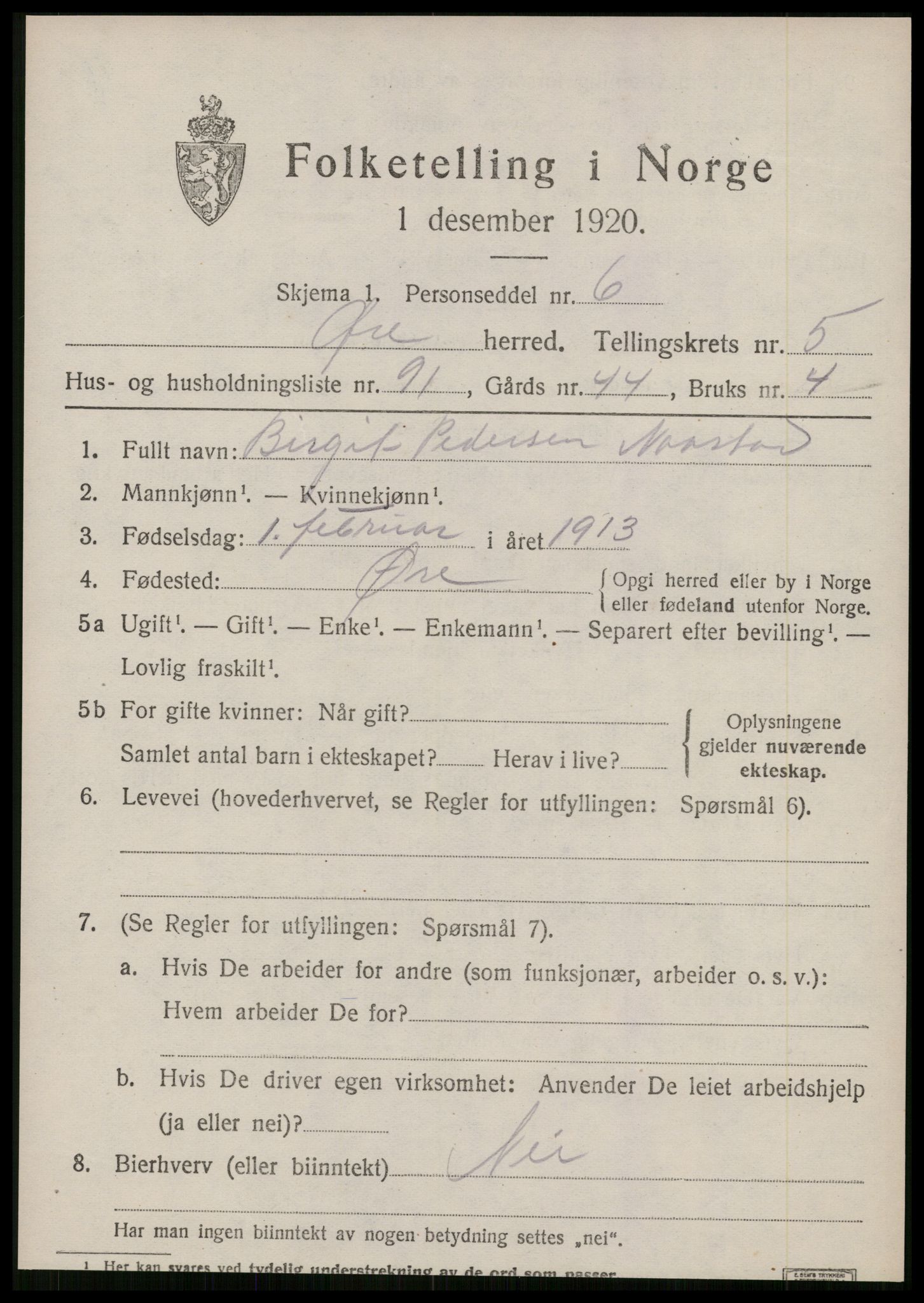 SAT, Folketelling 1920 for 1558 Øre herred, 1920, s. 3678