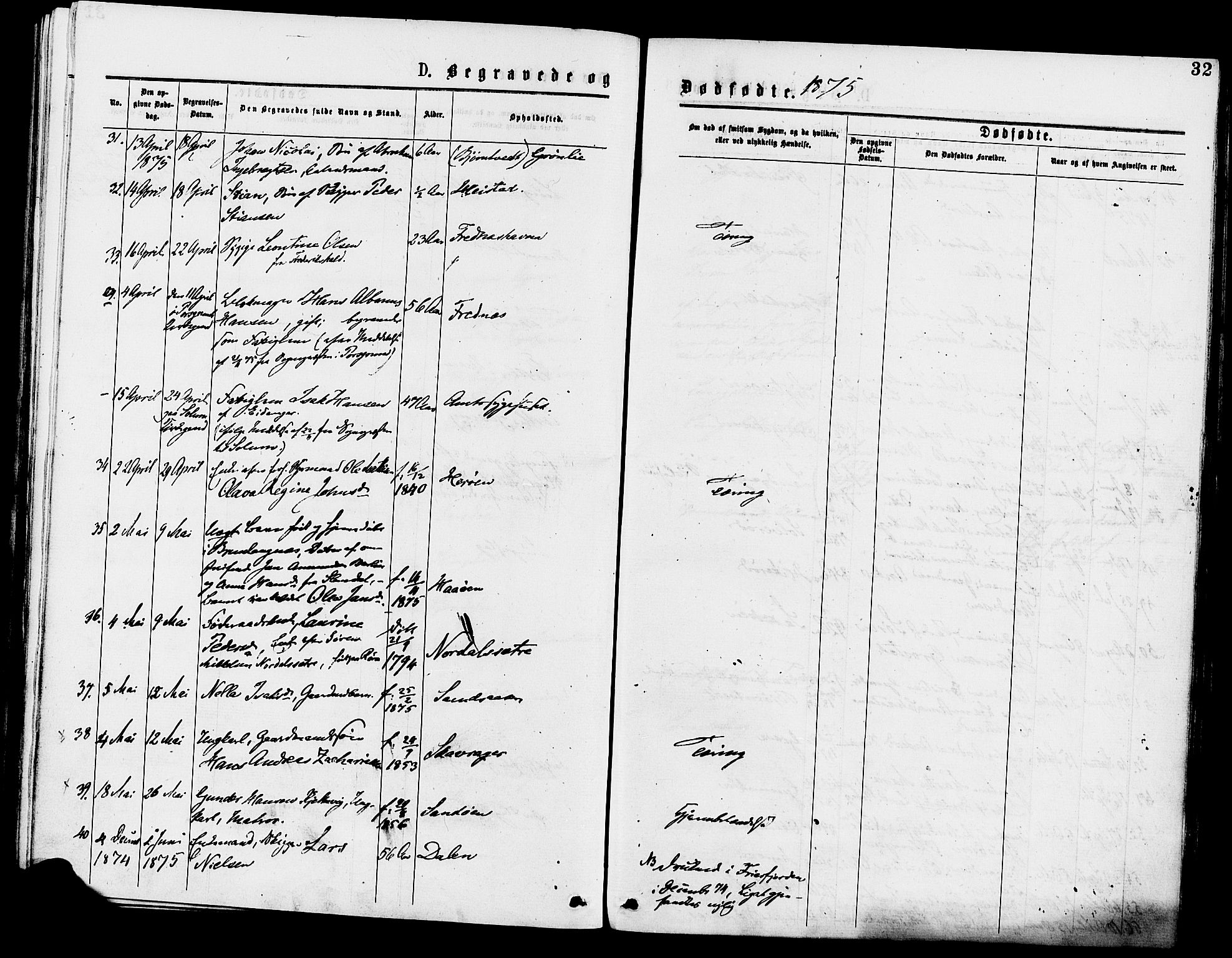 Eidanger kirkebøker, AV/SAKO-A-261/F/Fa/L0011: Ministerialbok nr. 11, 1875-1878, s. 32