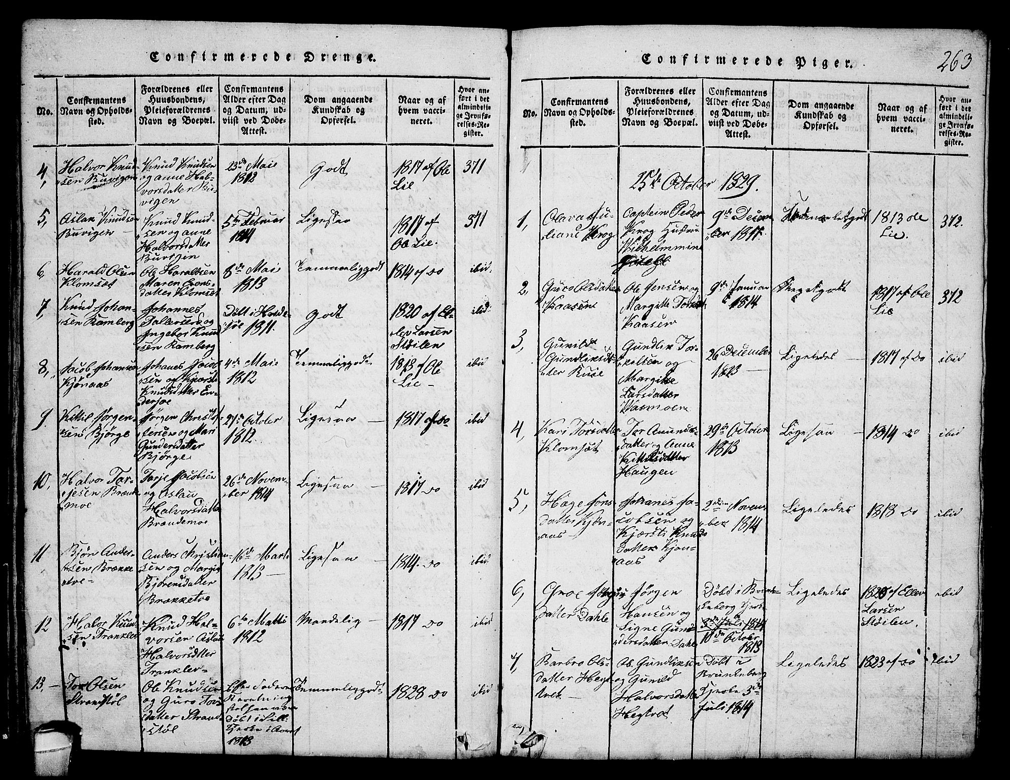 Seljord kirkebøker, SAKO/A-20/F/Fa/L0010: Ministerialbok nr. I 10, 1815-1831, s. 263