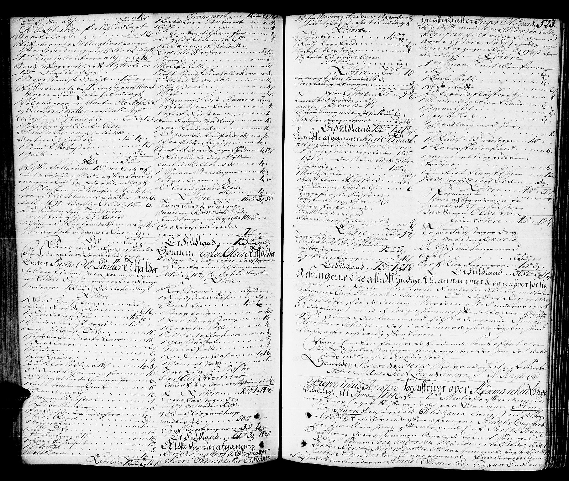 Hedemarken sorenskriveri, SAH/TING-034/J/Ja/L0011: Skifteprotokoll, 1736-1743, s. 522b-523a
