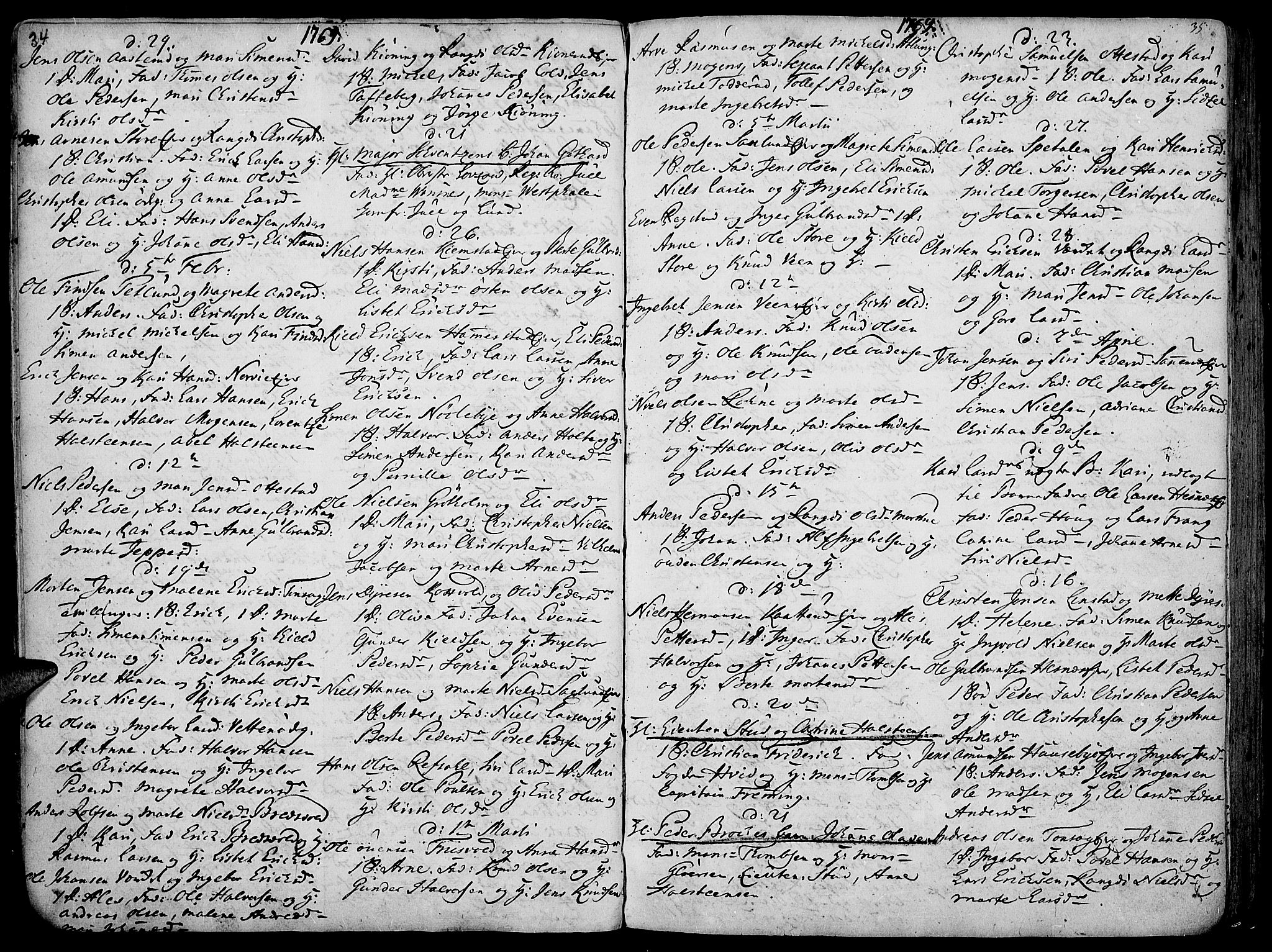 Stange prestekontor, AV/SAH-PREST-002/K/L0006: Ministerialbok nr. 6, 1762-1787, s. 34-35
