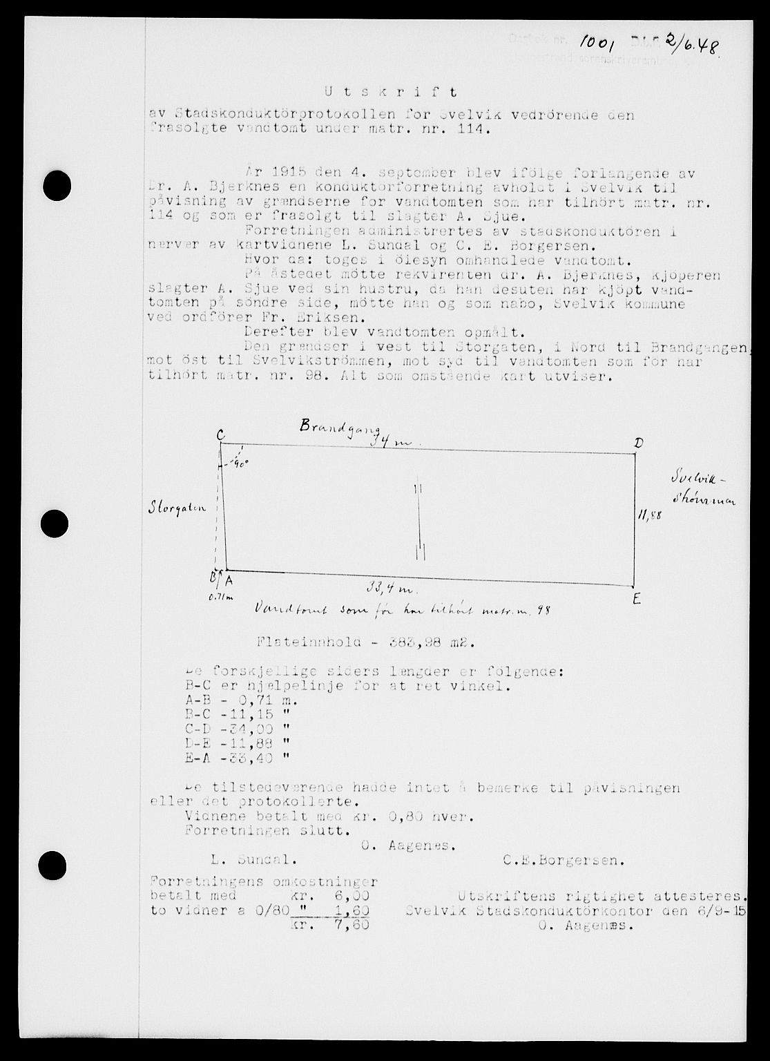 Holmestrand sorenskriveri, SAKO/A-67/G/Ga/Gaa/L0064: Pantebok nr. A-64, 1948-1948, Dagboknr: 1001/1948