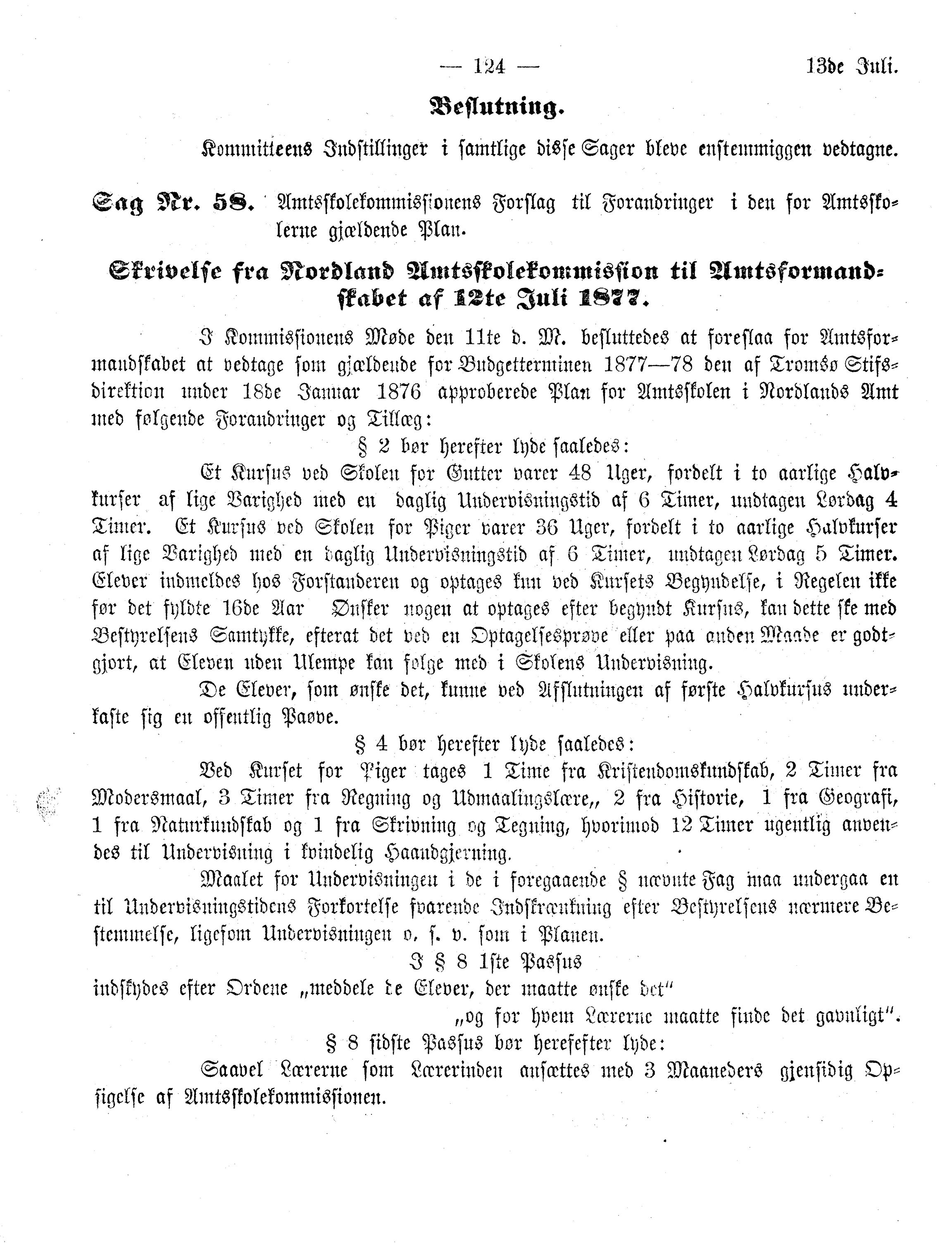 Nordland Fylkeskommune. Fylkestinget, AIN/NFK-17/176/A/Ac/L0011: Fylkestingsforhandlinger 1877, 1877