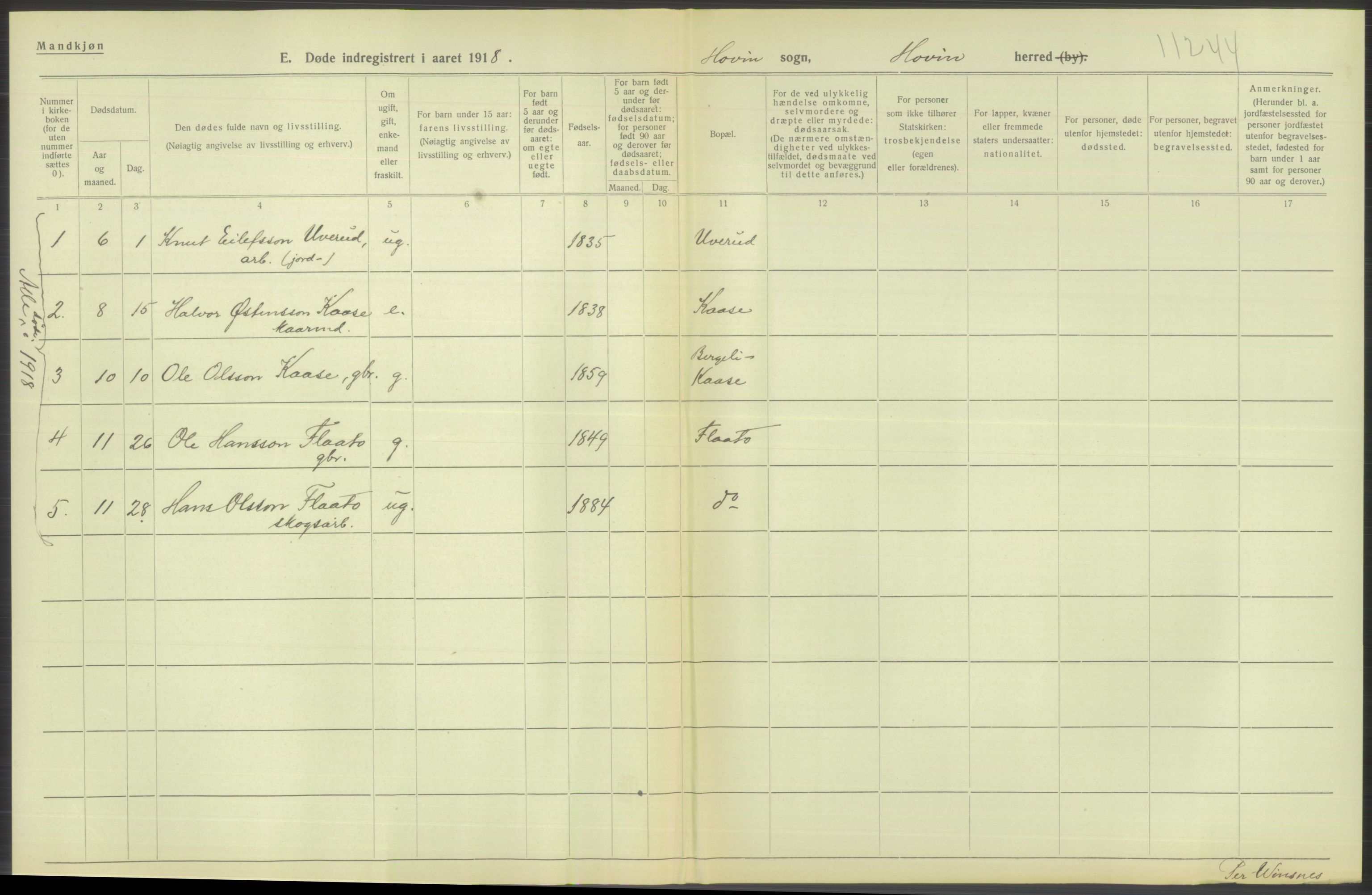 Statistisk sentralbyrå, Sosiodemografiske emner, Befolkning, AV/RA-S-2228/D/Df/Dfb/Dfbh/L0026: Telemark fylke: Døde. Bygder og byer., 1918, s. 484