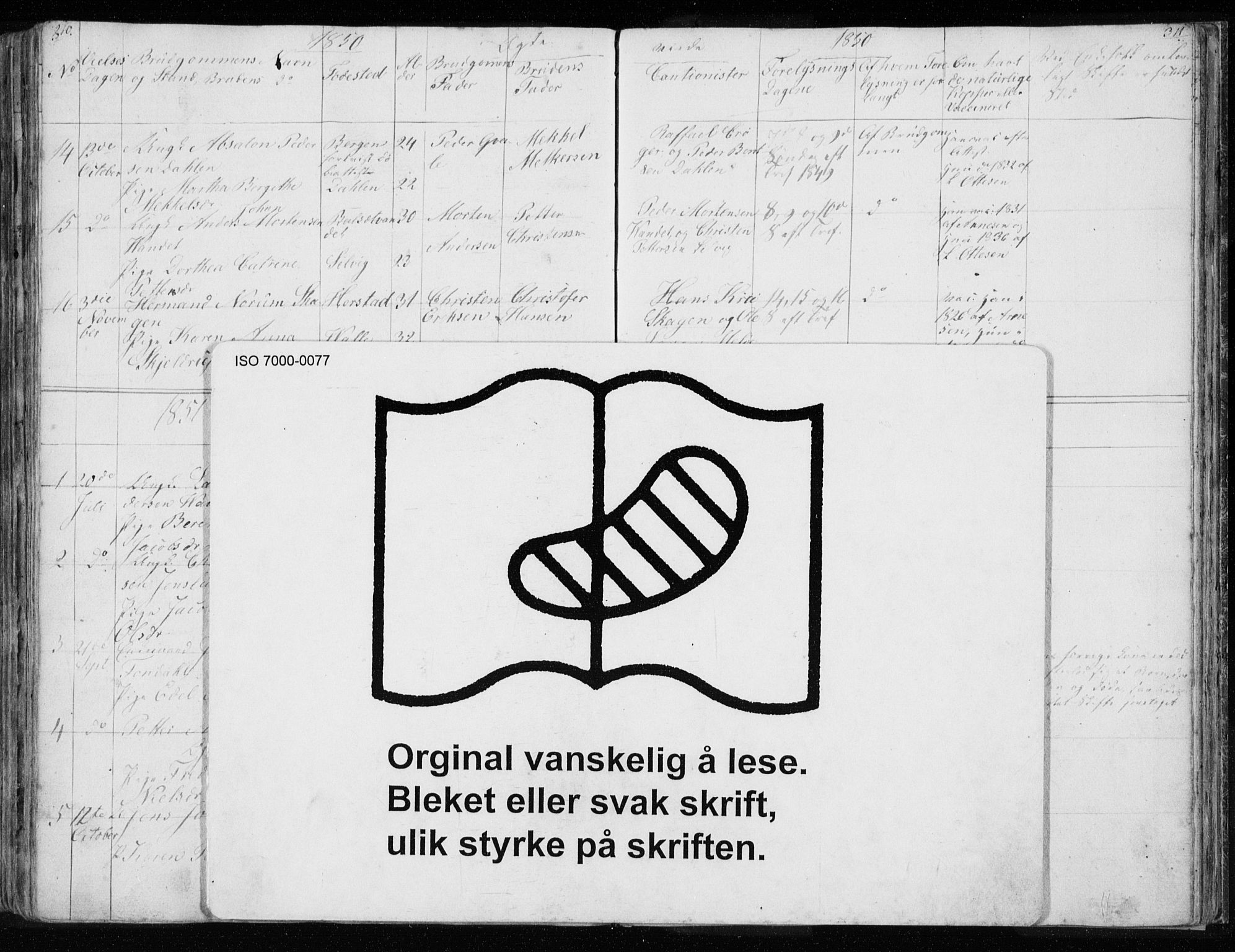 Ministerialprotokoller, klokkerbøker og fødselsregistre - Nordland, SAT/A-1459/843/L0632: Klokkerbok nr. 843C01, 1833-1853, s. 310-311