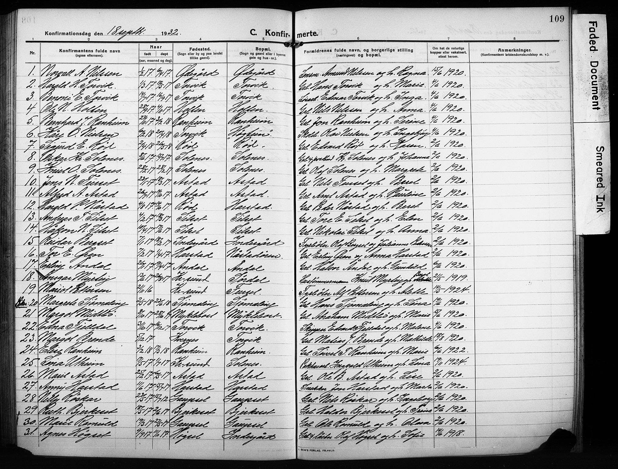 Ministerialprotokoller, klokkerbøker og fødselsregistre - Møre og Romsdal, AV/SAT-A-1454/584/L0970: Klokkerbok nr. 584C03, 1912-1932, s. 109