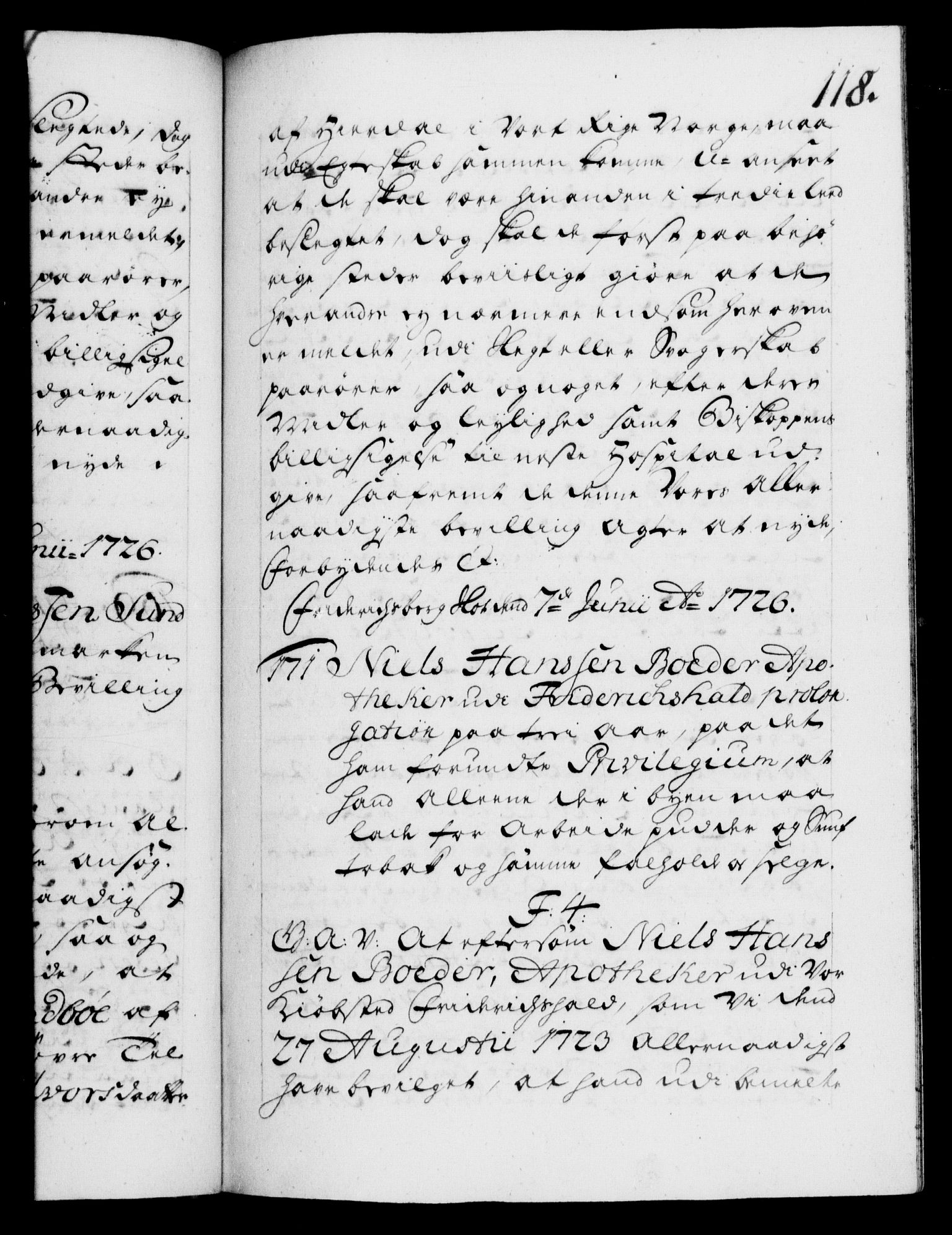 Danske Kanselli 1572-1799, AV/RA-EA-3023/F/Fc/Fca/Fcaa/L0025: Norske registre, 1726-1728, s. 118a