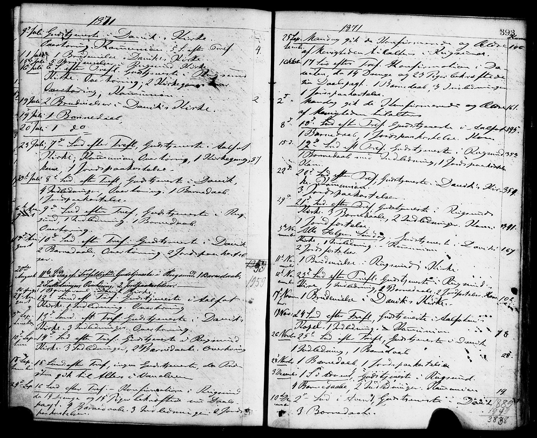 Davik sokneprestembete, AV/SAB-A-79701/H/Haa/Haaa/L0006: Ministerialbok nr. A 6, 1867-1881, s. 393