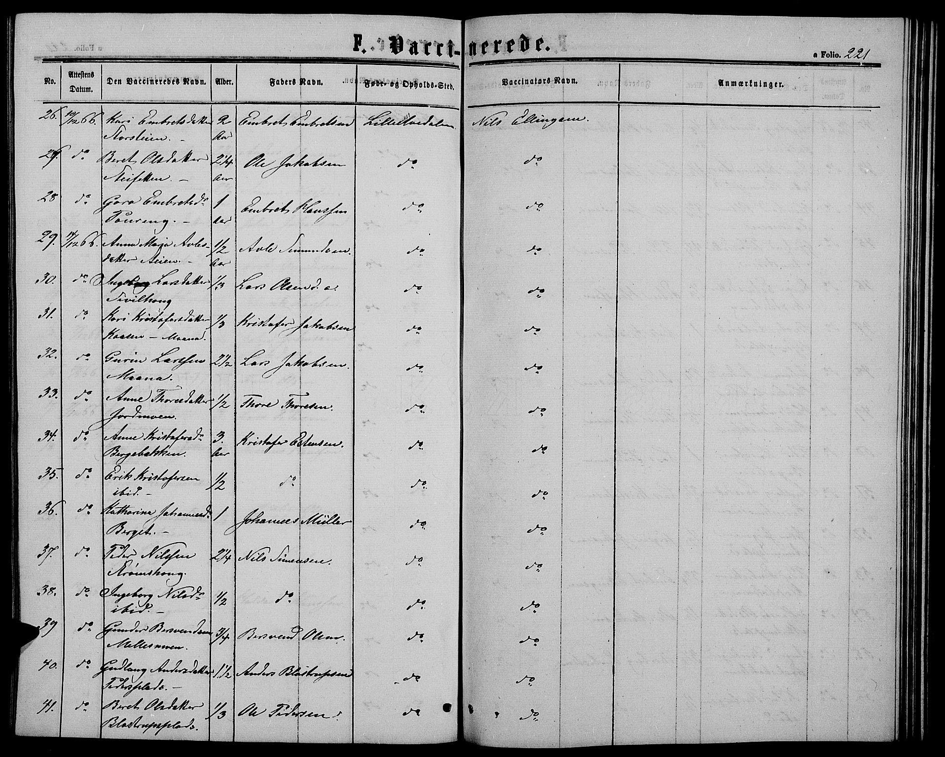 Alvdal prestekontor, AV/SAH-PREST-060/H/Ha/Hab/L0002: Klokkerbok nr. 2, 1863-1878, s. 221