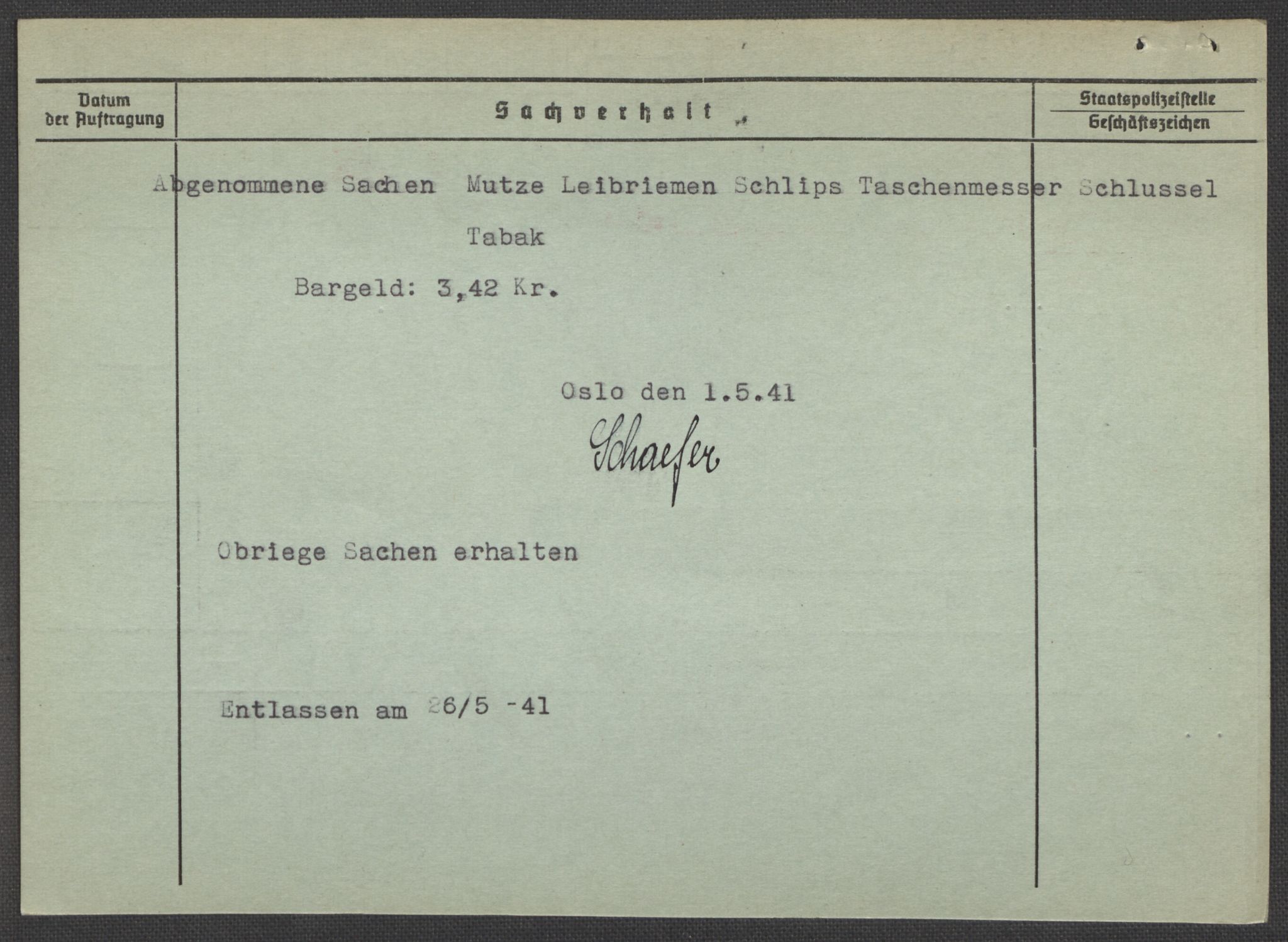 Befehlshaber der Sicherheitspolizei und des SD, RA/RAFA-5969/E/Ea/Eaa/L0004: Register over norske fanger i Møllergata 19: Hal-Hæ, 1940-1945, s. 1468