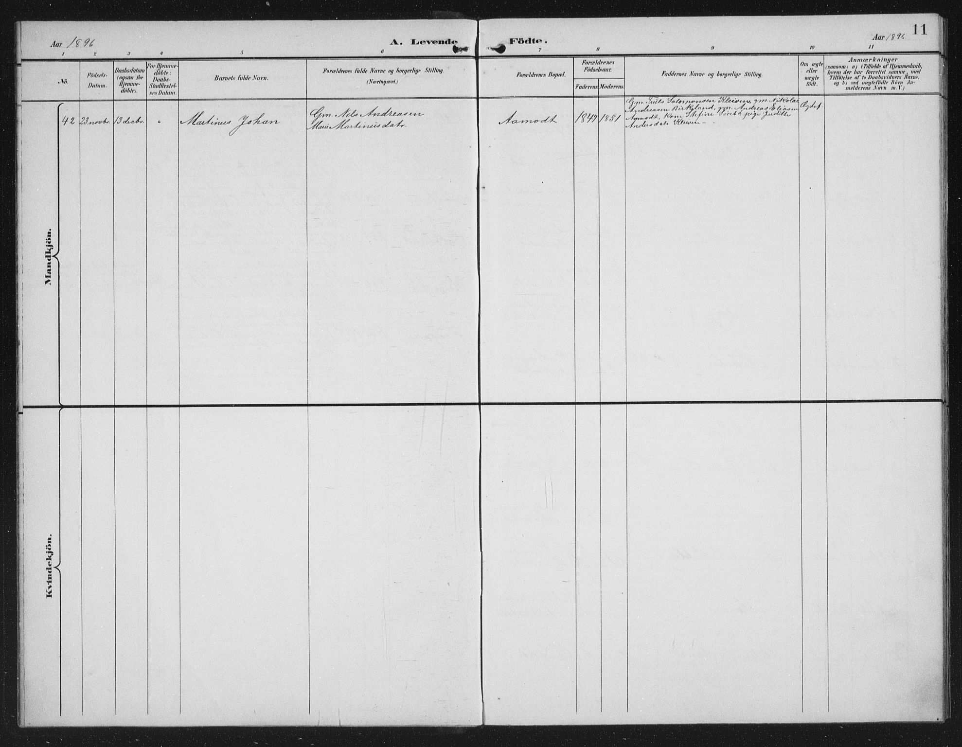 Førde sokneprestembete, AV/SAB-A-79901/H/Hab/Habd/L0004: Klokkerbok nr. D 4, 1896-1913, s. 11