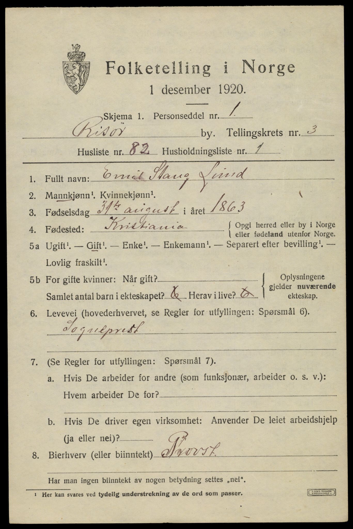 SAK, Folketelling 1920 for 0901 Risør kjøpstad, 1920, s. 8453