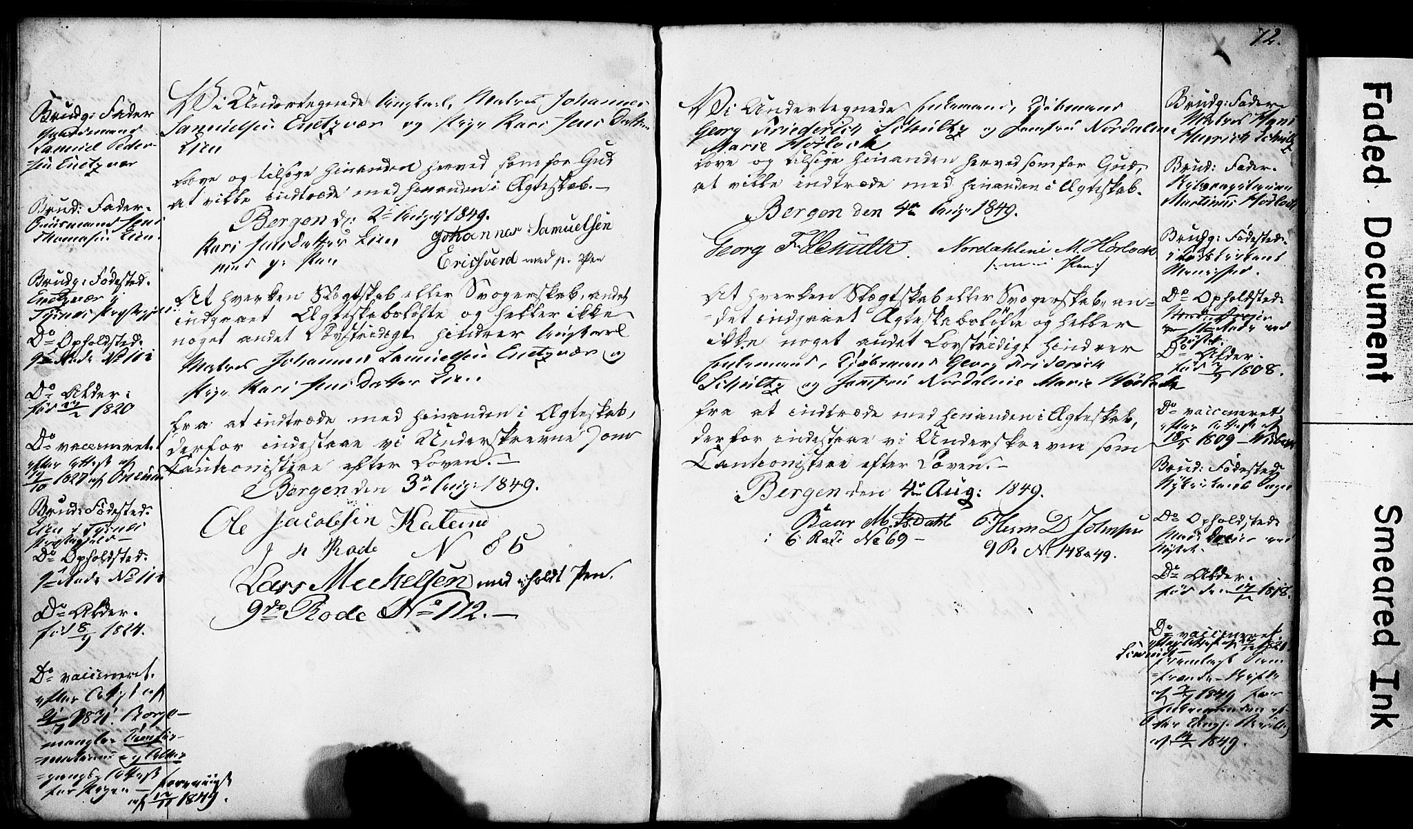 Domkirken sokneprestembete, SAB/A-74801: Forlovererklæringer nr. II.5.4, 1845-1852, s. 72