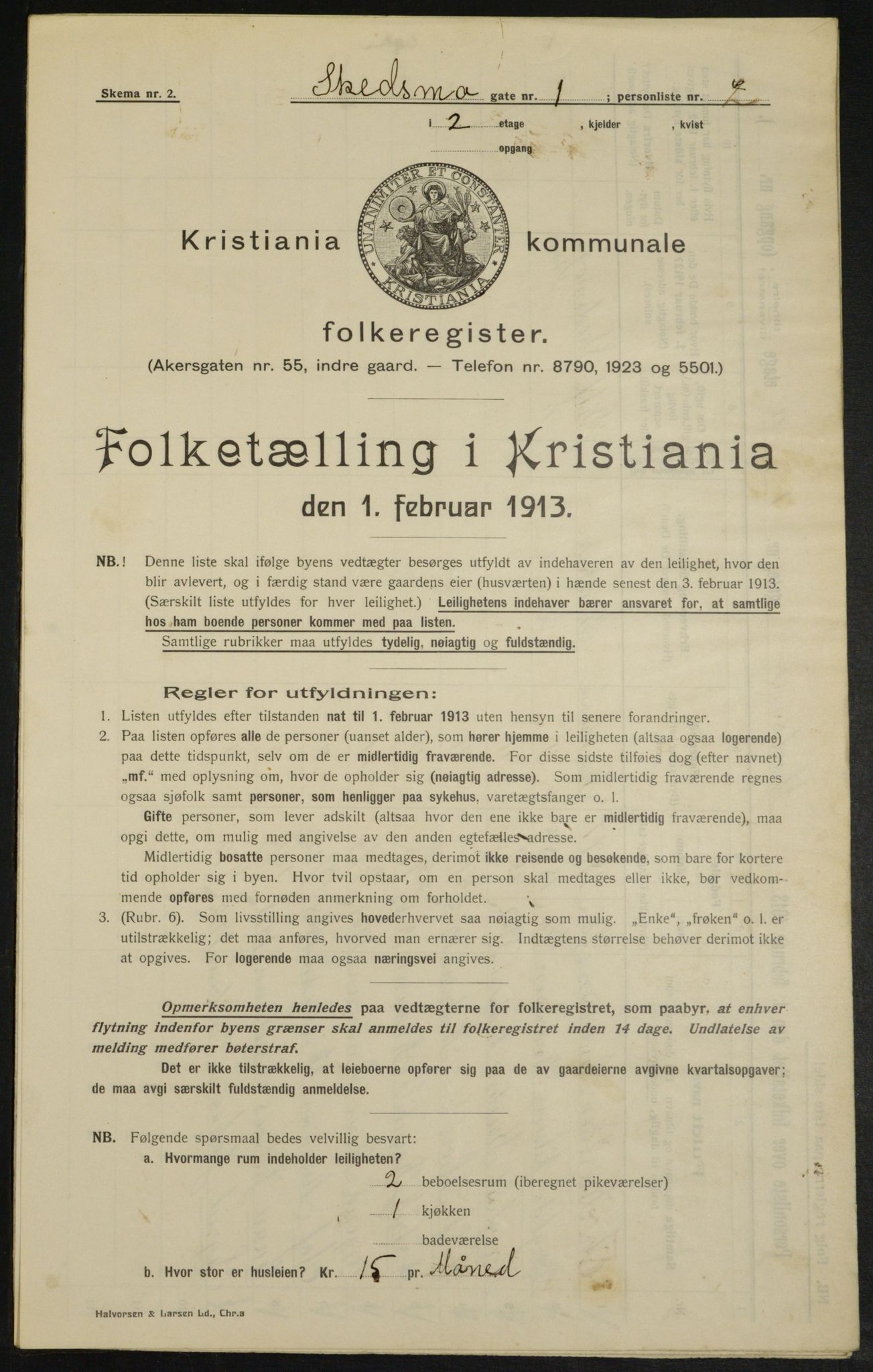 OBA, Kommunal folketelling 1.2.1913 for Kristiania, 1913, s. 95280