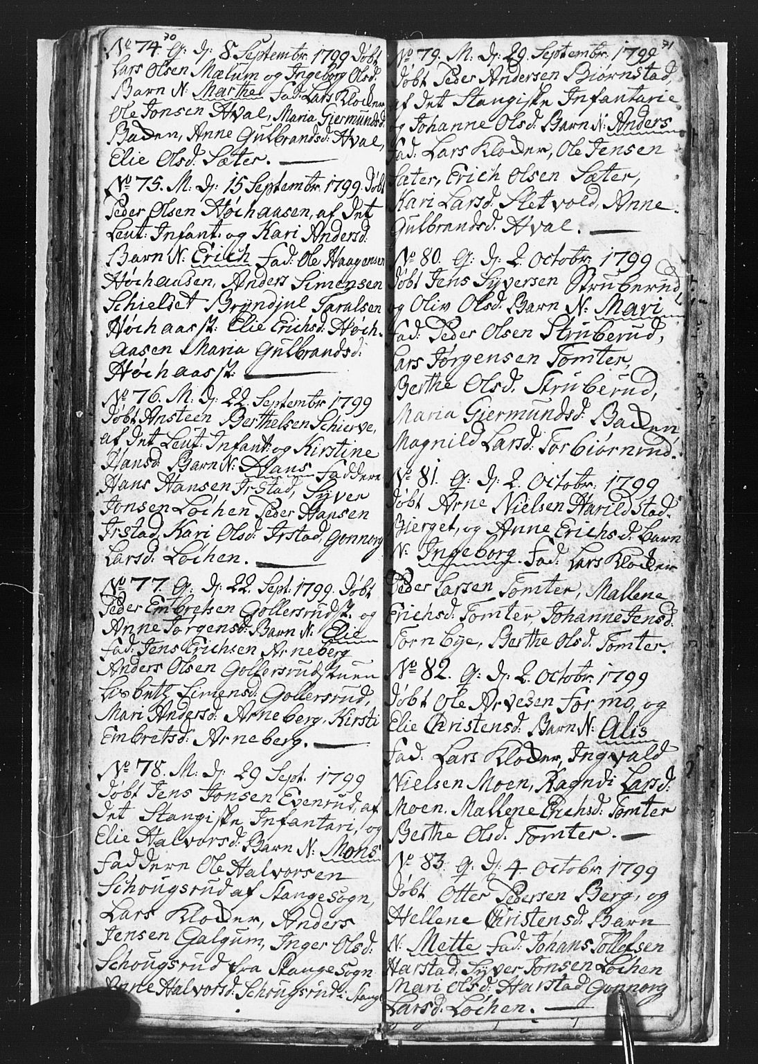 Romedal prestekontor, AV/SAH-PREST-004/L/L0002: Klokkerbok nr. 2, 1795-1800, s. 70-71