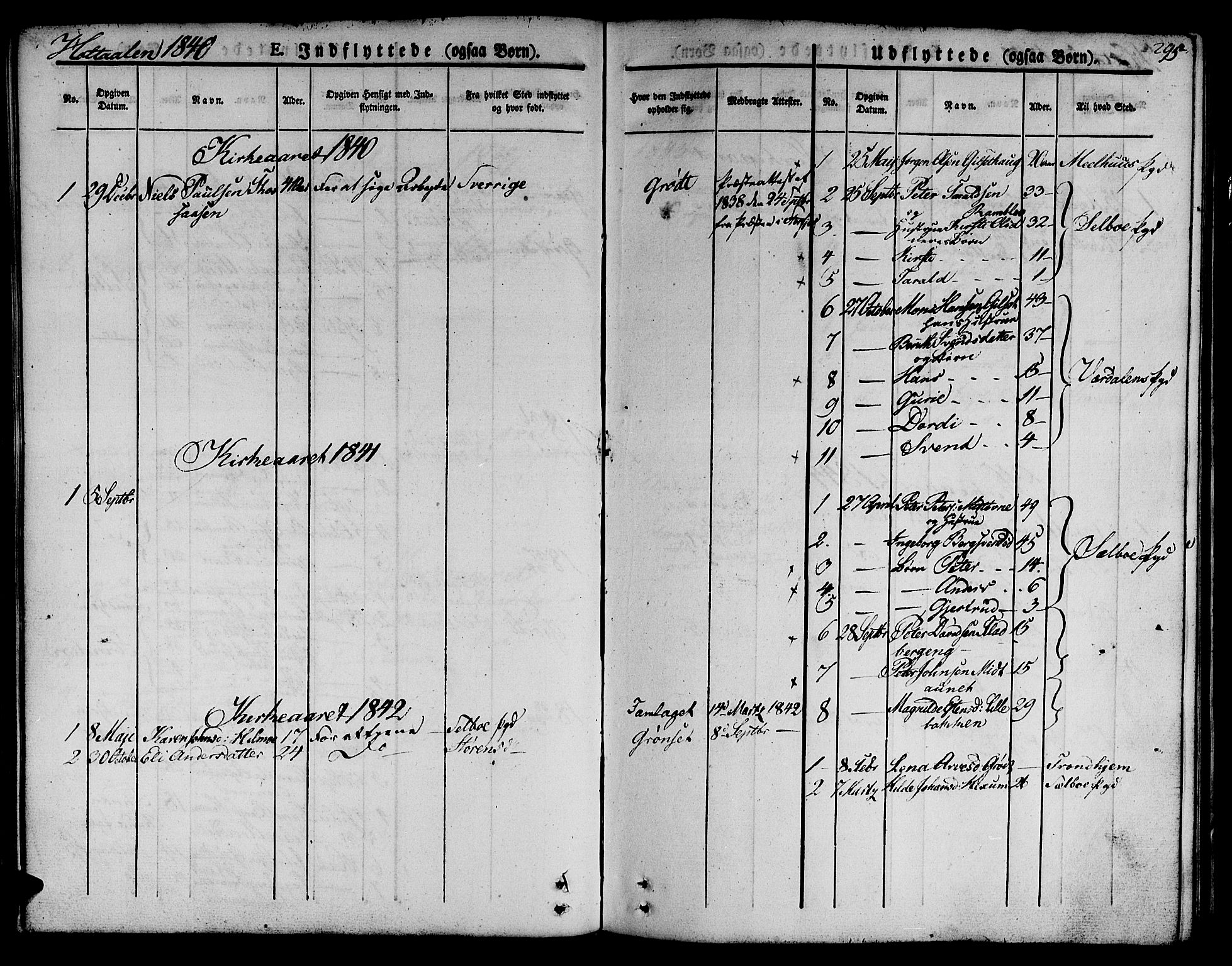 Ministerialprotokoller, klokkerbøker og fødselsregistre - Sør-Trøndelag, AV/SAT-A-1456/685/L0960: Ministerialbok nr. 685A05 /1, 1829-1845, s. 295