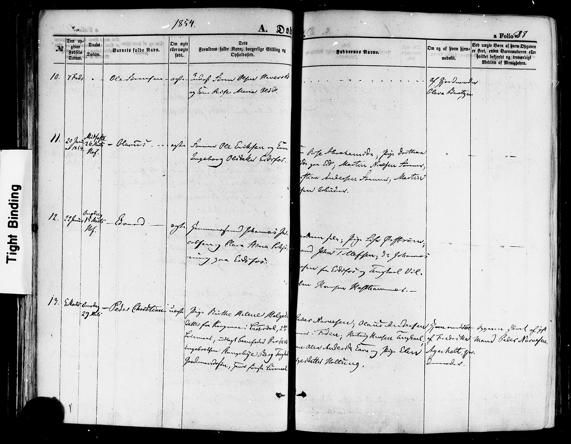 Hof kirkebøker, AV/SAKO-A-64/F/Fa/L0006: Ministerialbok nr. I 6, 1851-1877, s. 38
