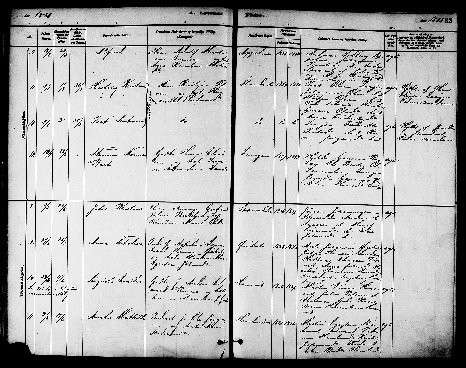 Ministerialprotokoller, klokkerbøker og fødselsregistre - Nord-Trøndelag, SAT/A-1458/784/L0672: Ministerialbok nr. 784A07, 1880-1887, s. 32