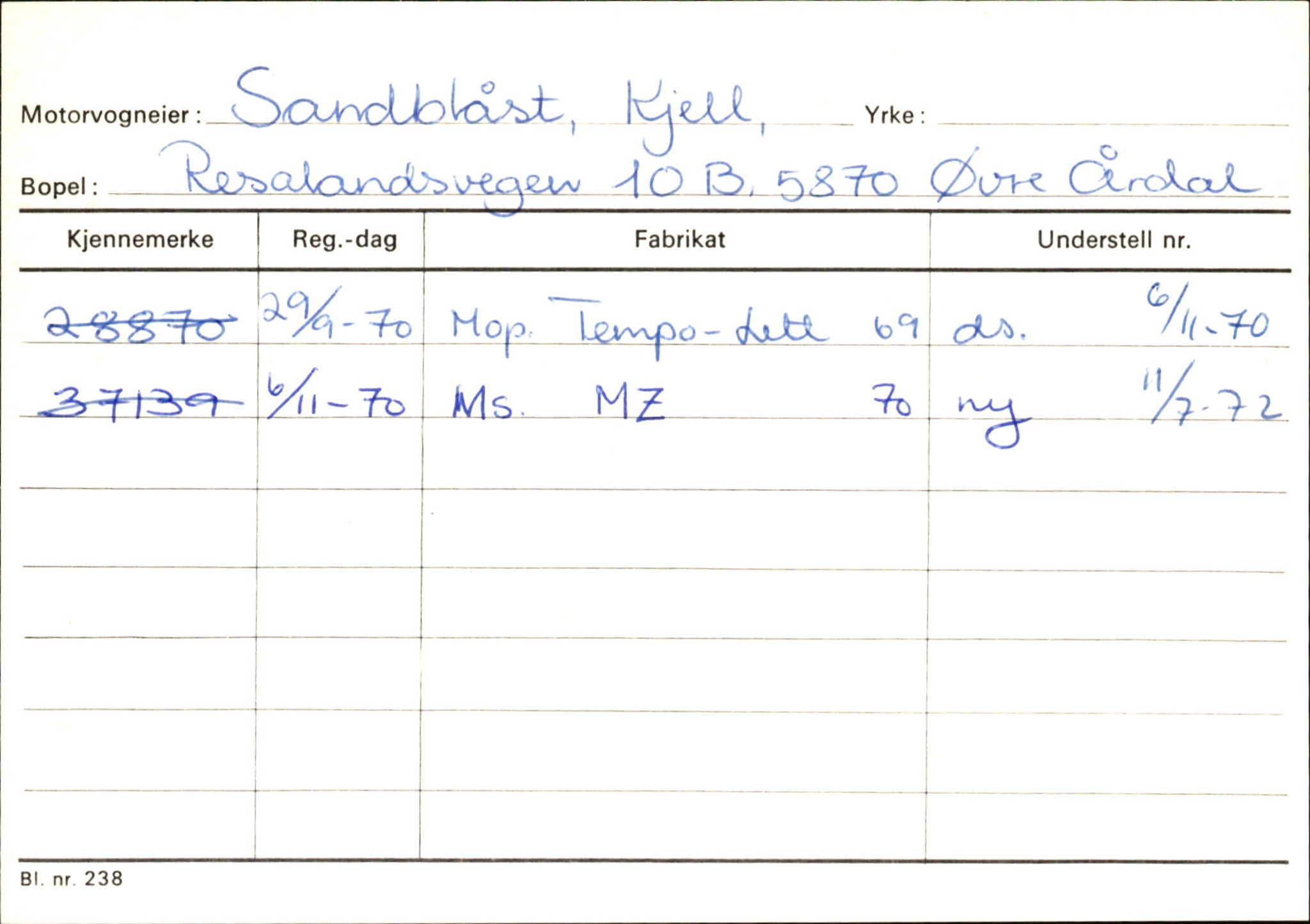 Statens vegvesen, Sogn og Fjordane vegkontor, SAB/A-5301/4/F/L0146: Registerkort Årdal R-Å samt diverse kort, 1945-1975, s. 196