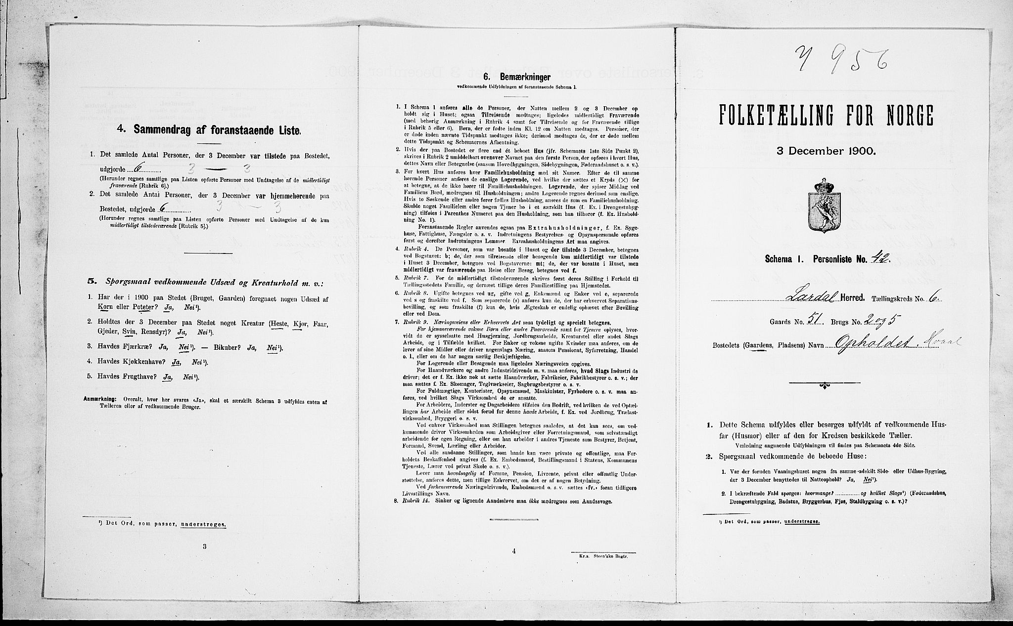 RA, Folketelling 1900 for 0728 Lardal herred, 1900, s. 888